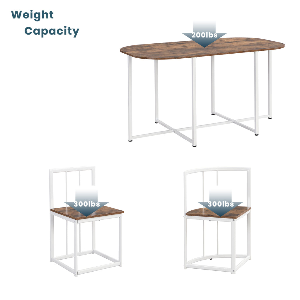 Modern 7-Piece Dining Table Set with Faux Marble (White/Cherry)