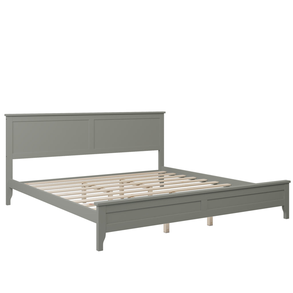 Modern Solid Wood King Platform Bed (Gray)