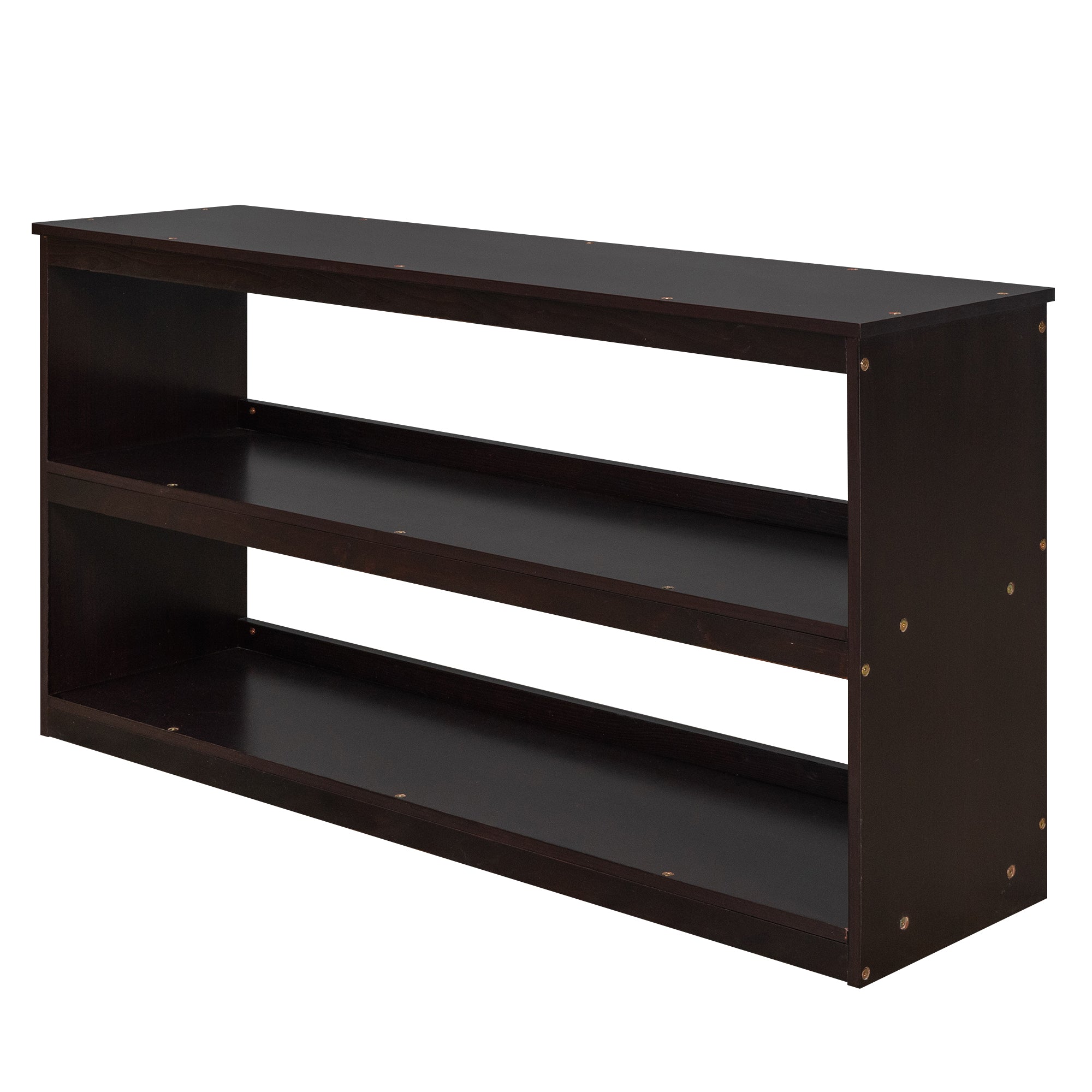 Low Study Full Loft Bed w/ Cabinet Shelves & Desk (Espresso)
