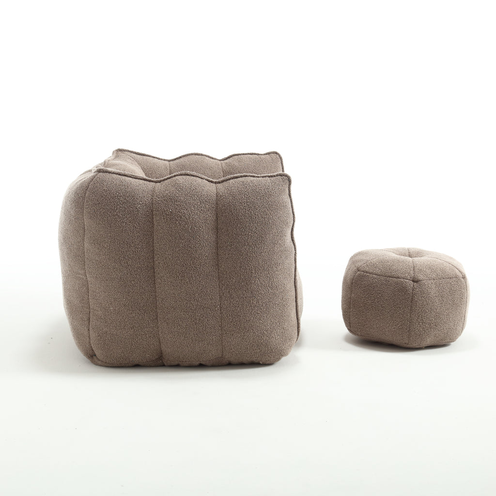 Plush Foam Lounger w/ Ottoman (Coffee)