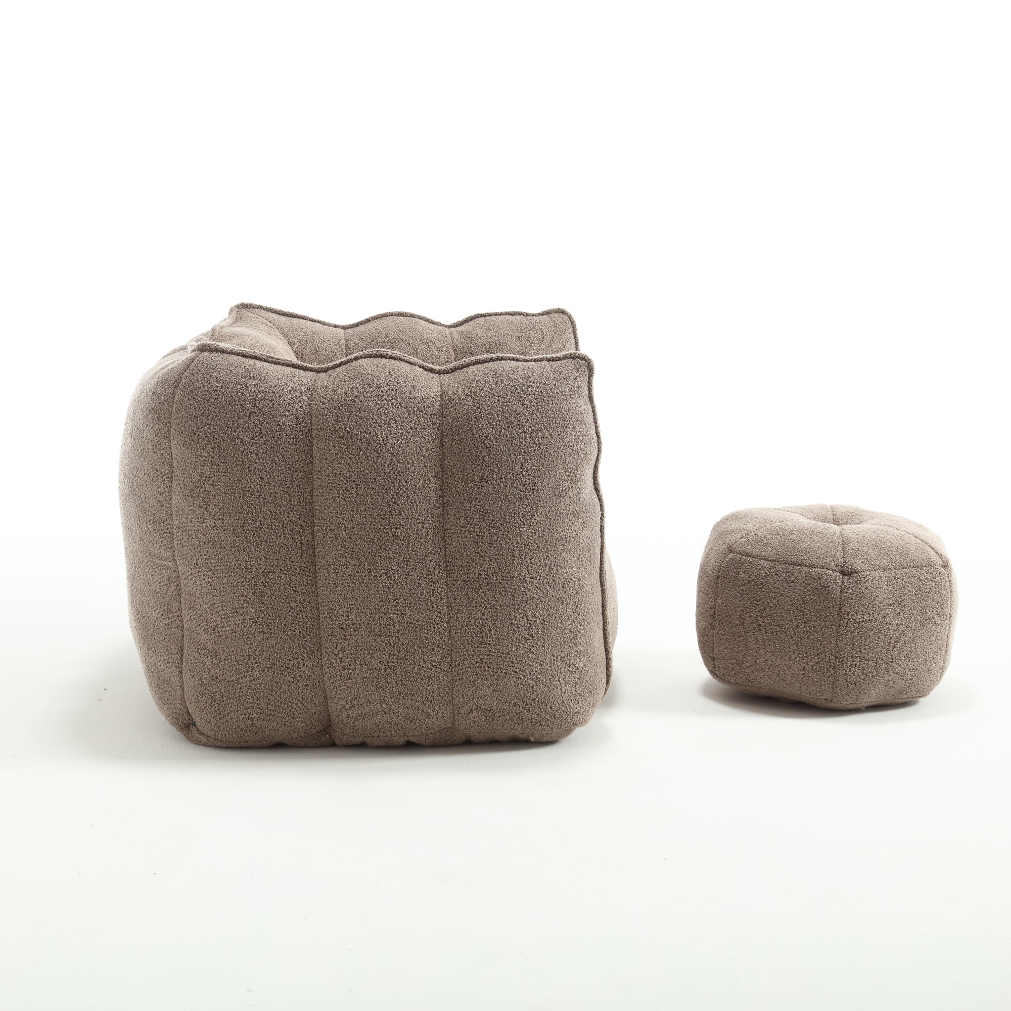 Plush Foam Lounger w/ Ottoman (Coffee)