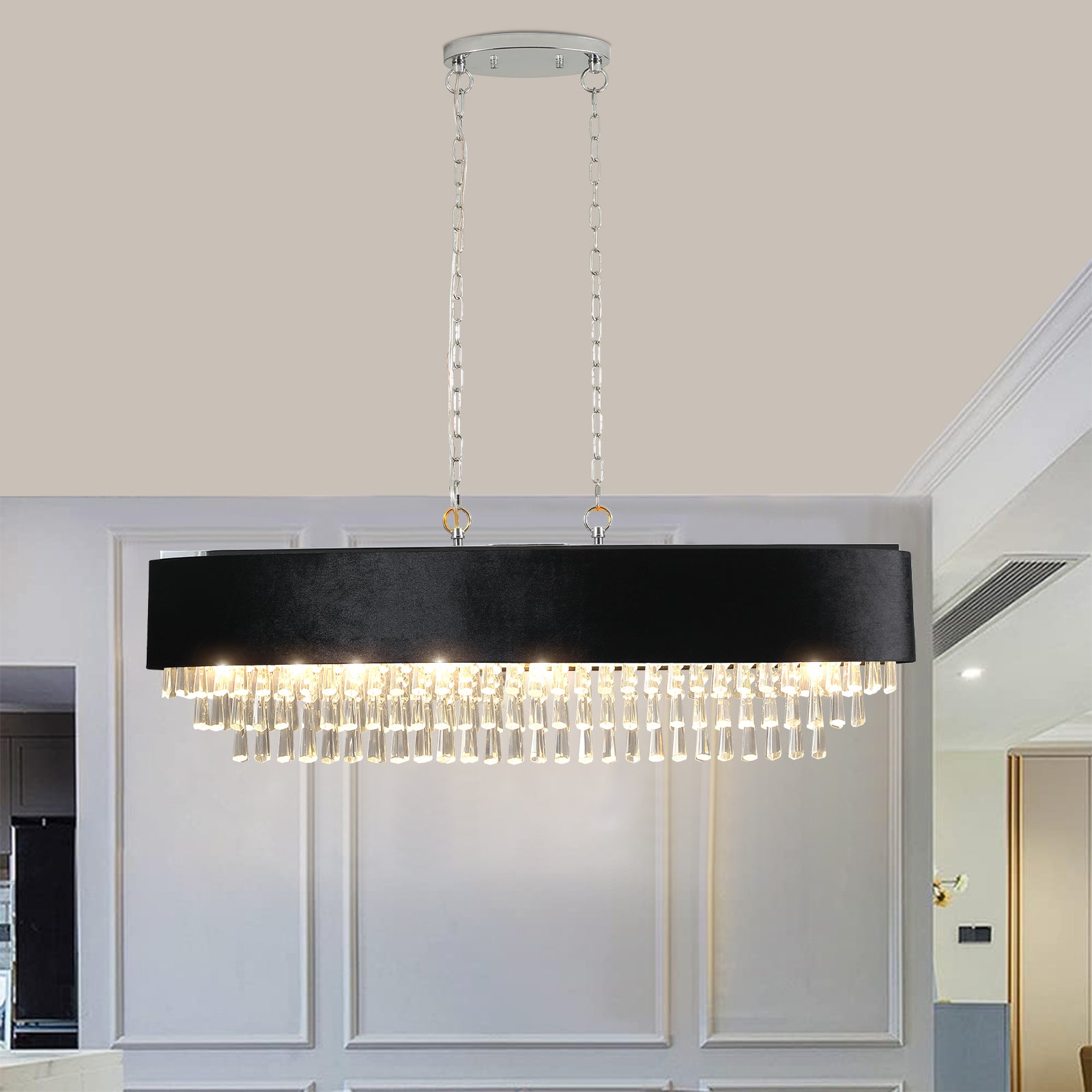 Modern Crystal Chandelier Light Fixture - Flat