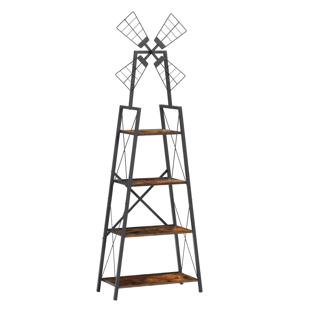 4-Tier Narrow Book Shelf (Brown and Black)