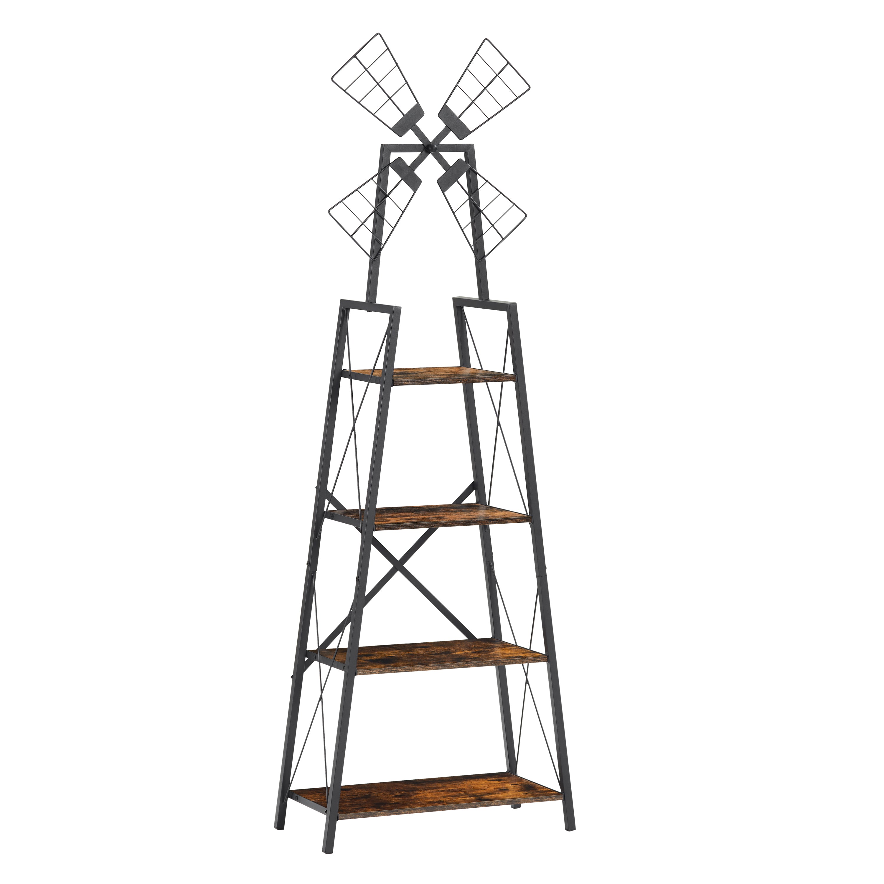 4-Tier Narrow Book Shelf (Brown and Black)