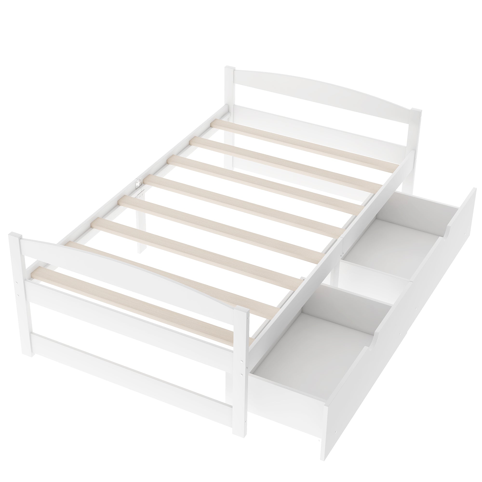 Twin size platform bed w/ two drawers (White)