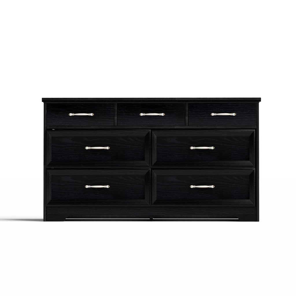 Modern 7 Drawers Dresser w/ Chest (Black)