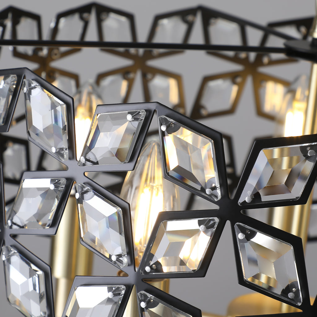 Modern Crystal Chandelier Light Fixture (Black)