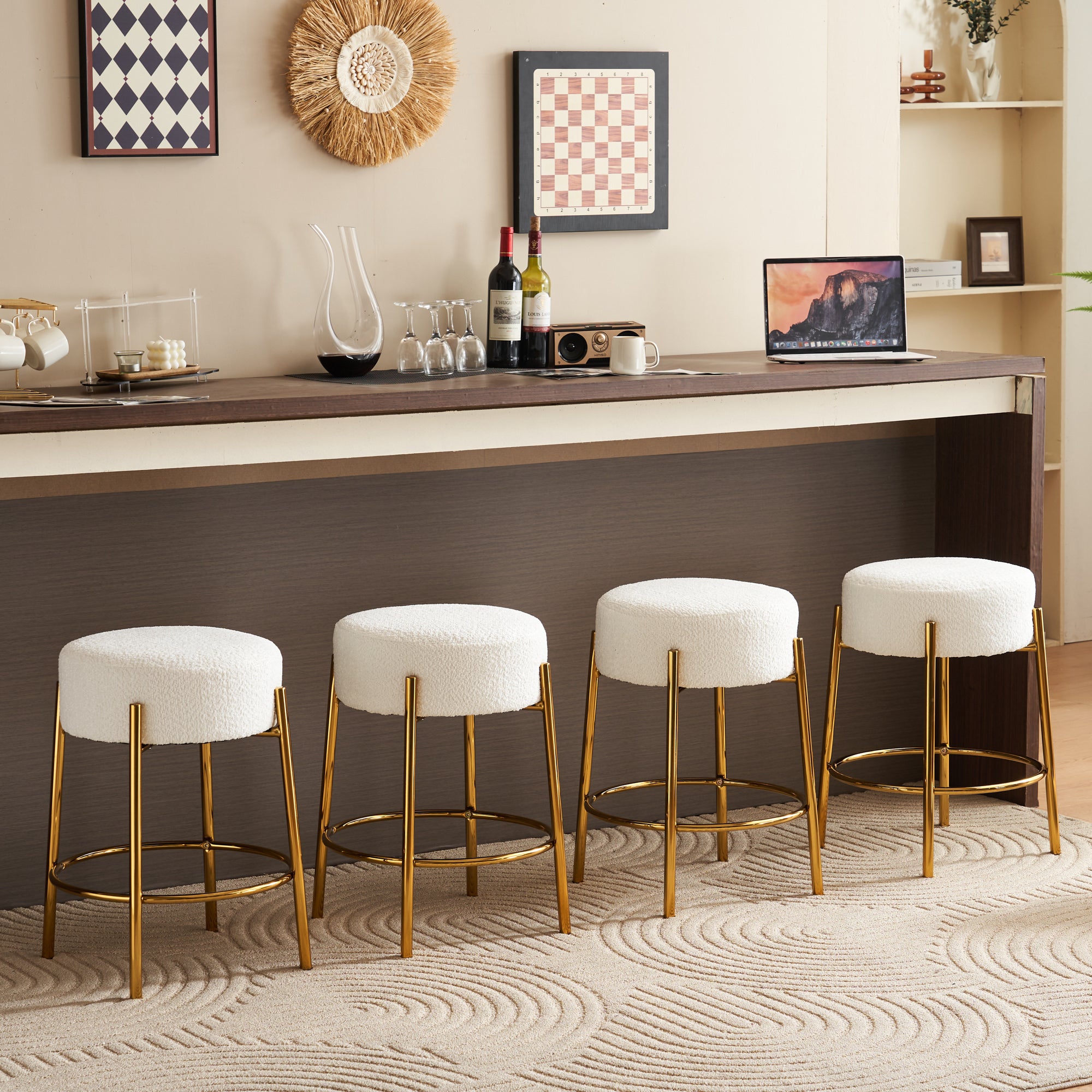 Contemporary Cushioned Dining Stool - Set of 2