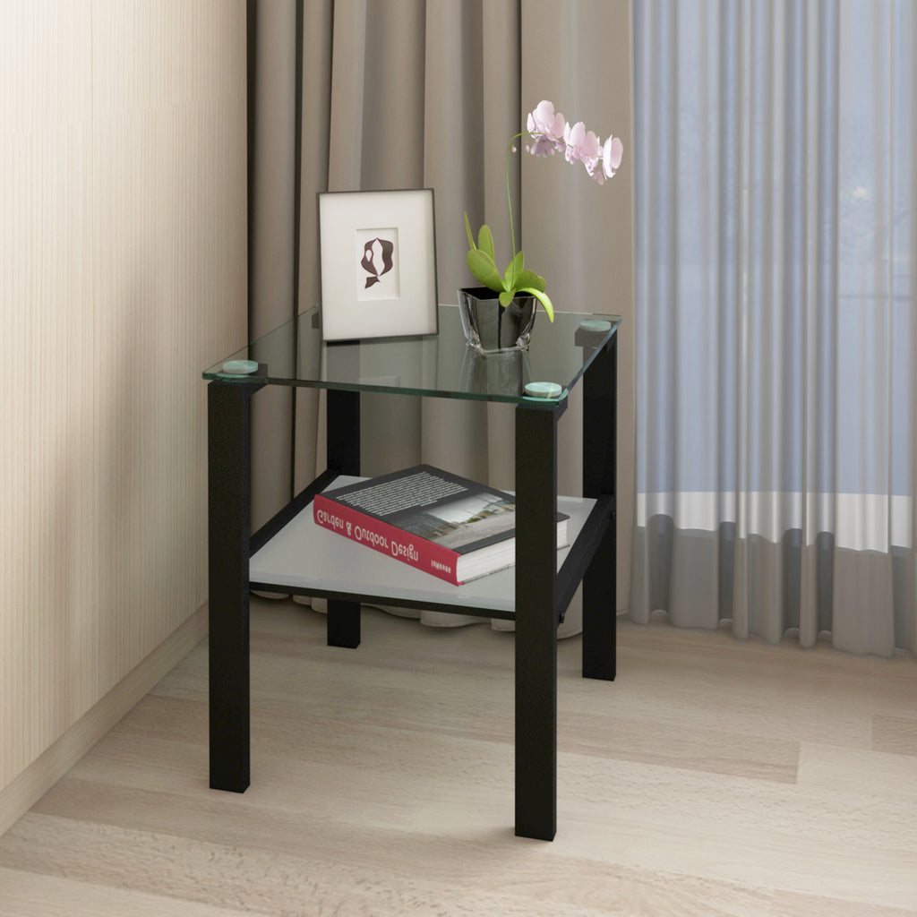 Simple 2 Layer Glass End Table