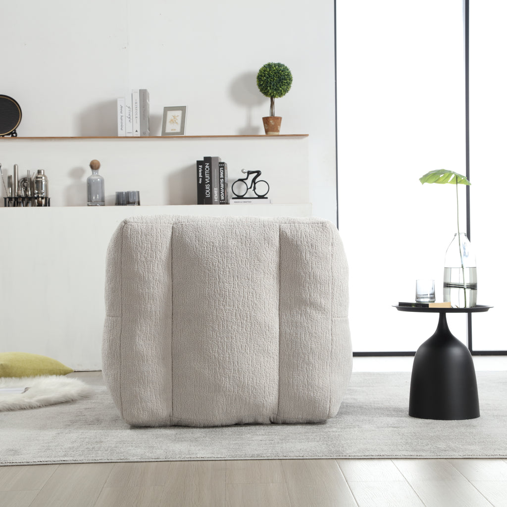 Fluffy Bean Bag Chair & Footstool w/ Memory Foam (Gray)