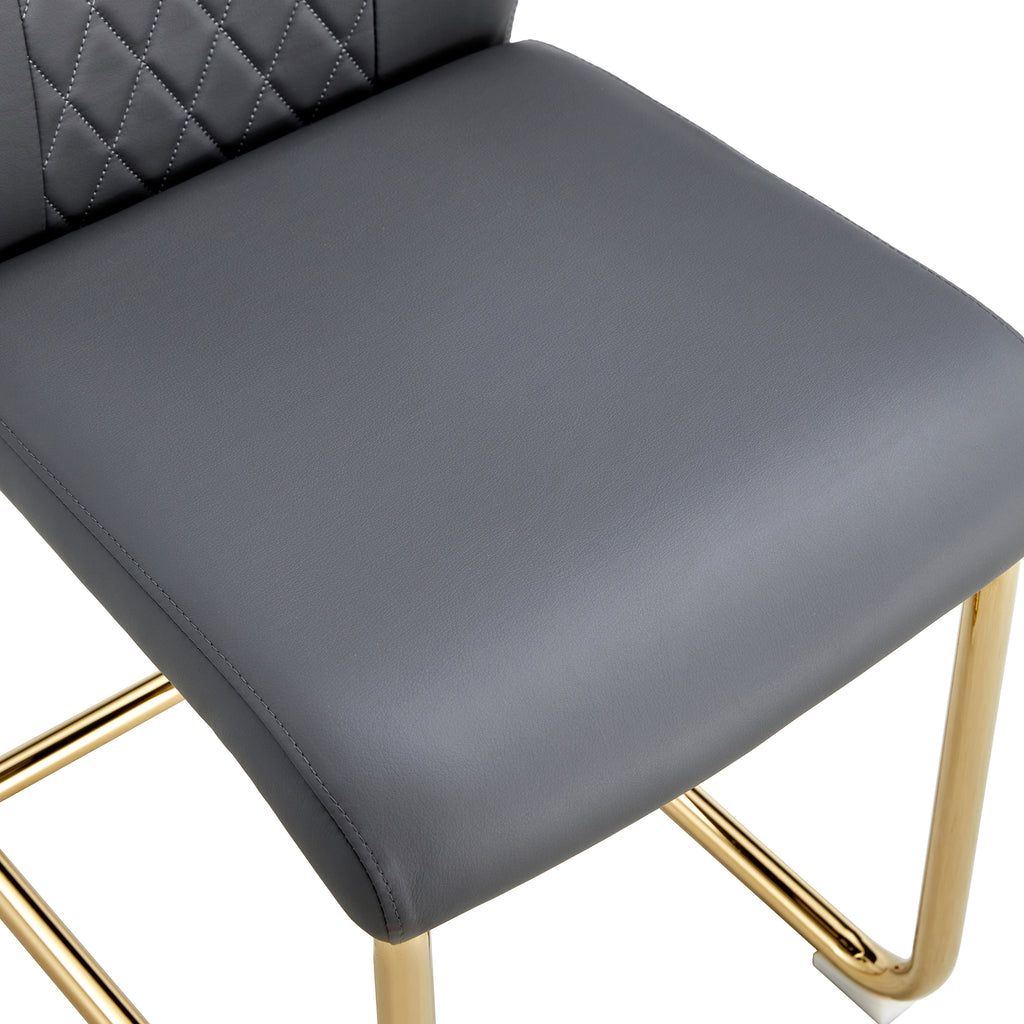 Set of 6 Chic Faux Leather Cushioned Chairs w/ Metal Legs (Gray)