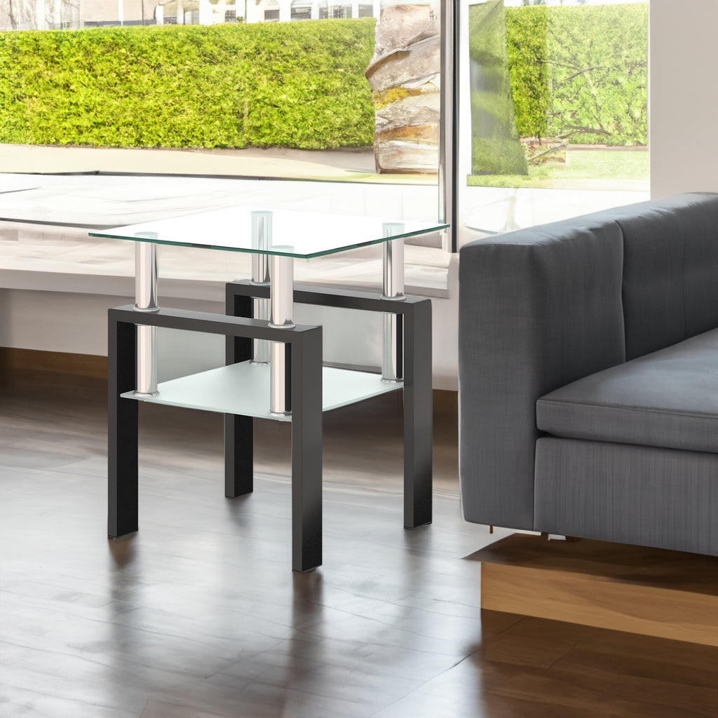 1-Piece Modern Tempered Glass Coffee Table (Black)