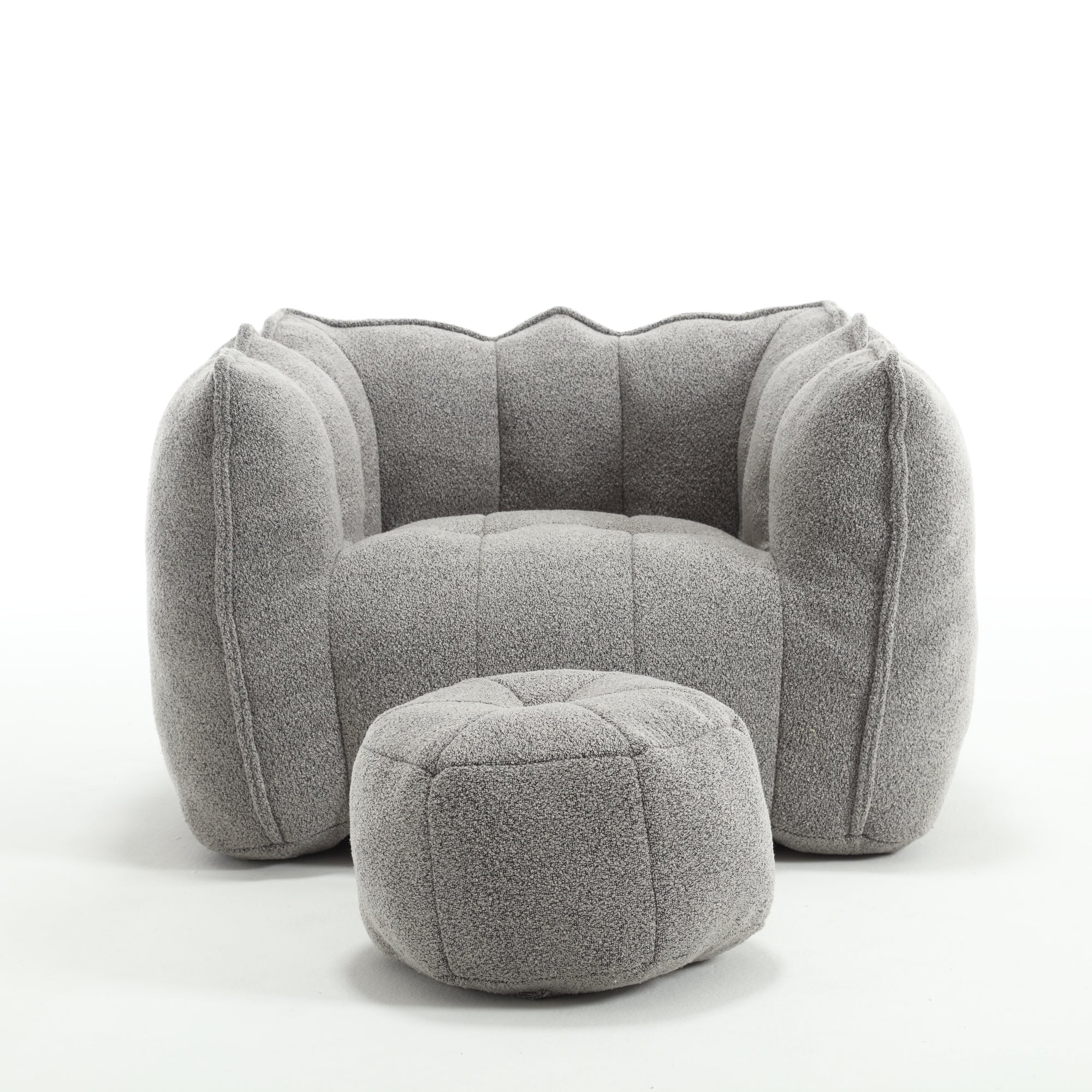 Plush Foam Lounger w/ Ottoman (Gray)