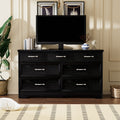 Modern 7 Drawers Dresser w/ Chest (Black)