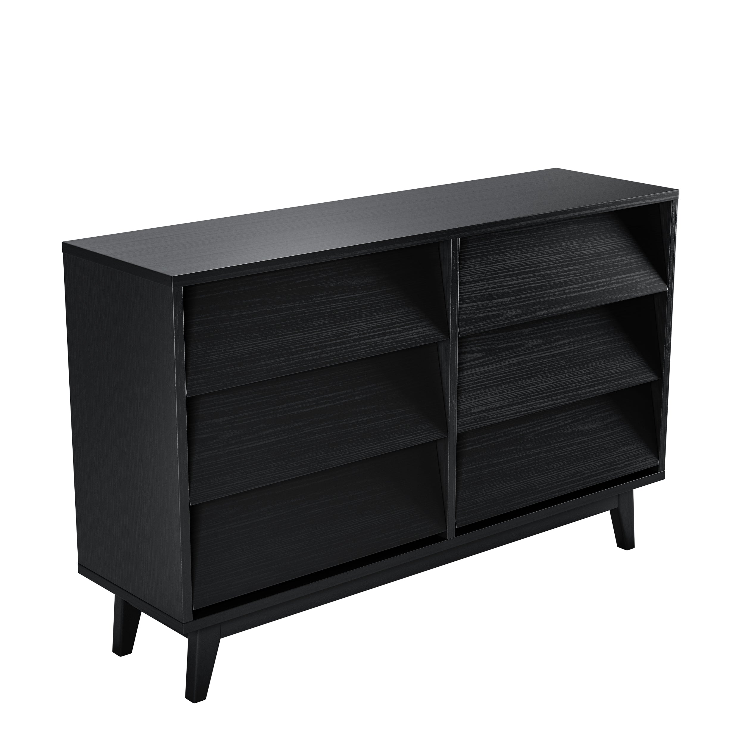 6 Drawer Vintage Bevel Dresser (Black)