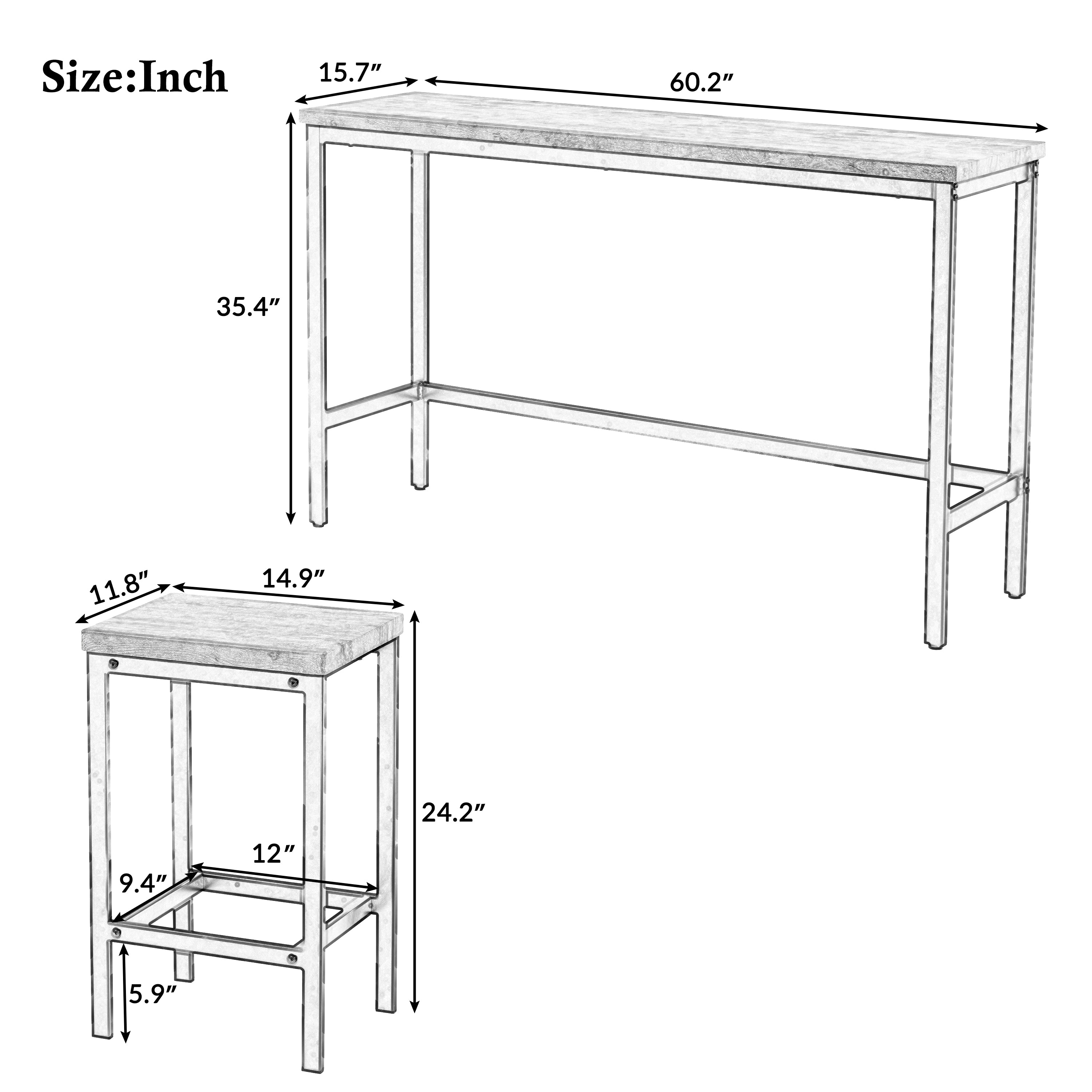Gray 4-Piece Counter Height Table Set