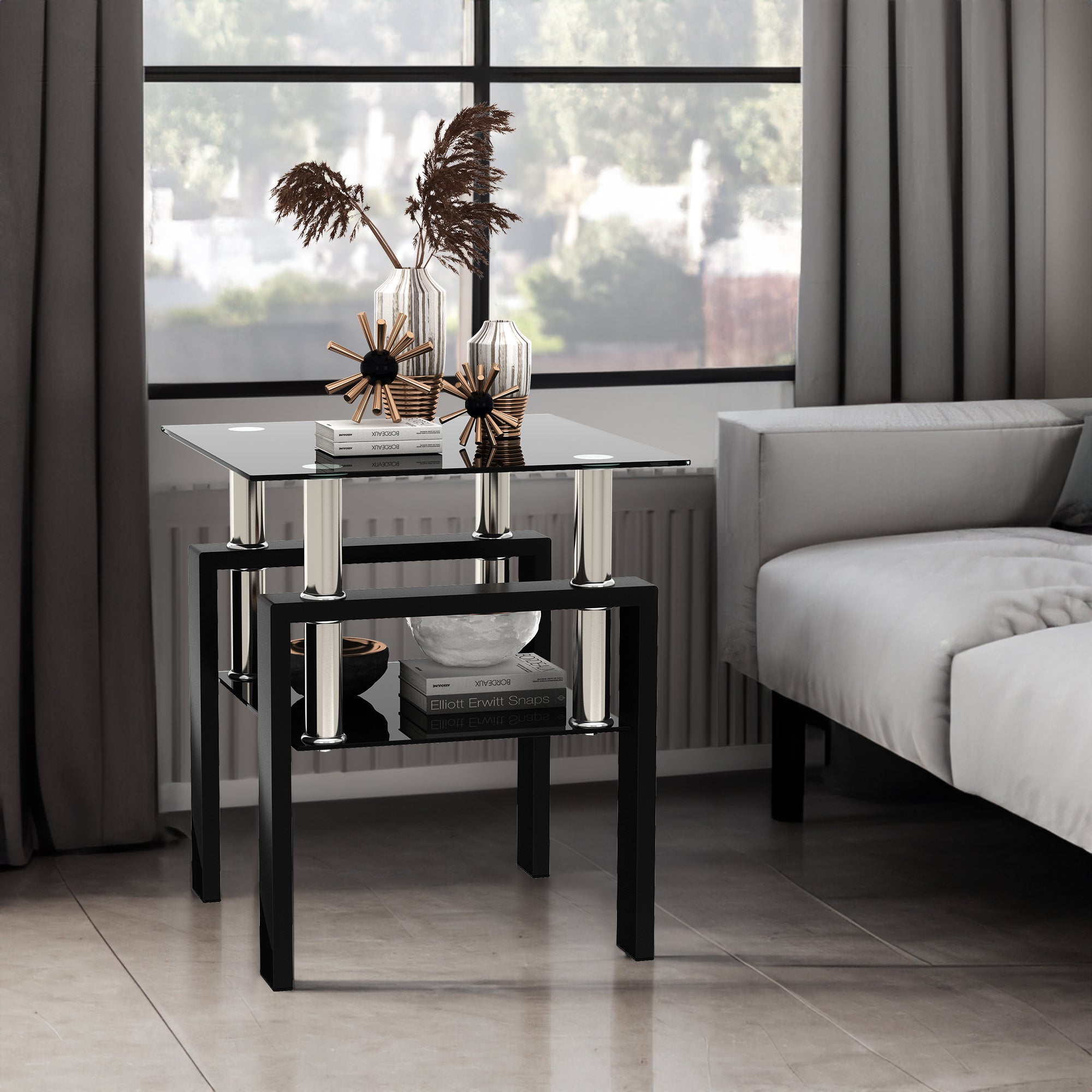1-Piece Modern Tempered Glass Table