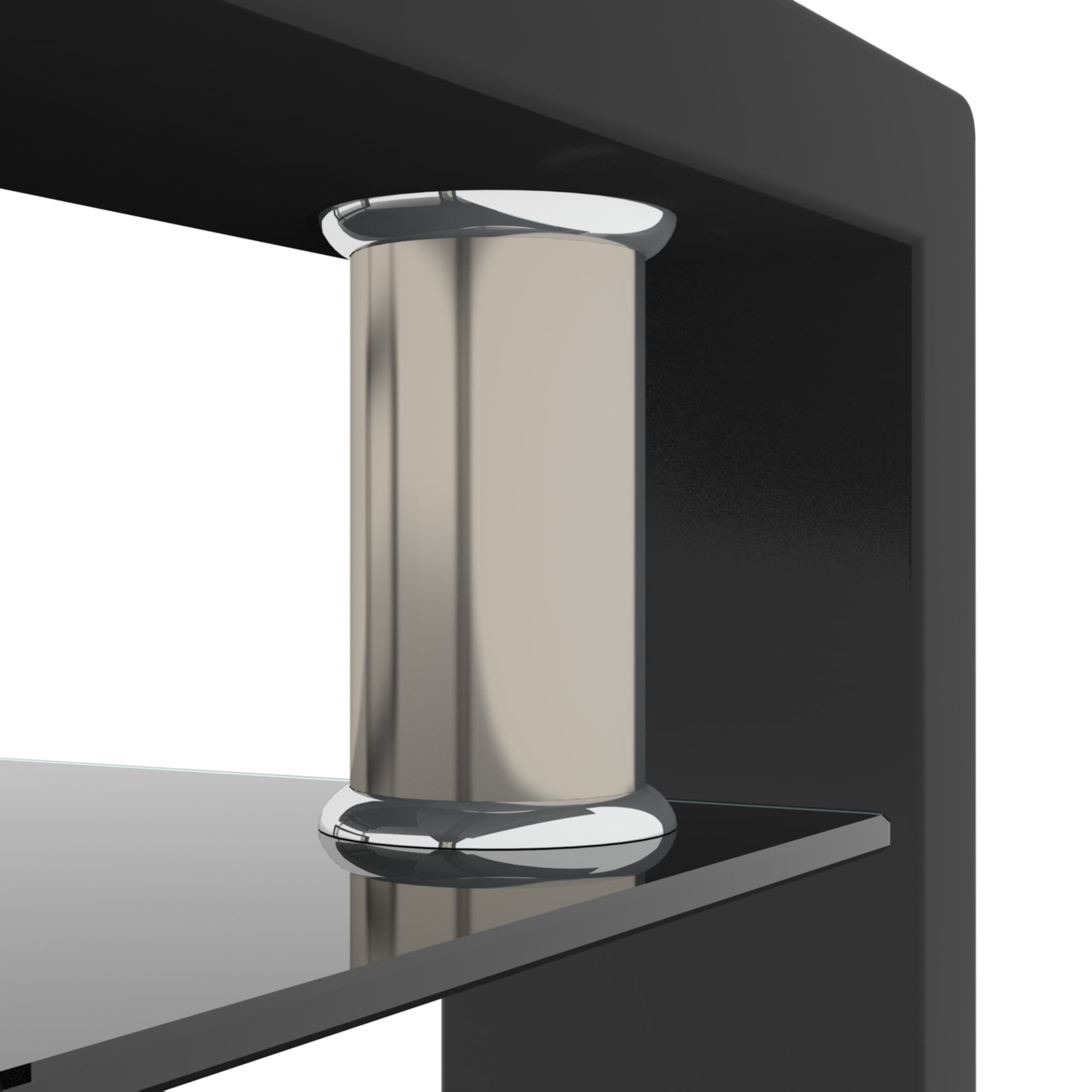 Modern 2-Layer Rectangle Black Glass Coffee Table