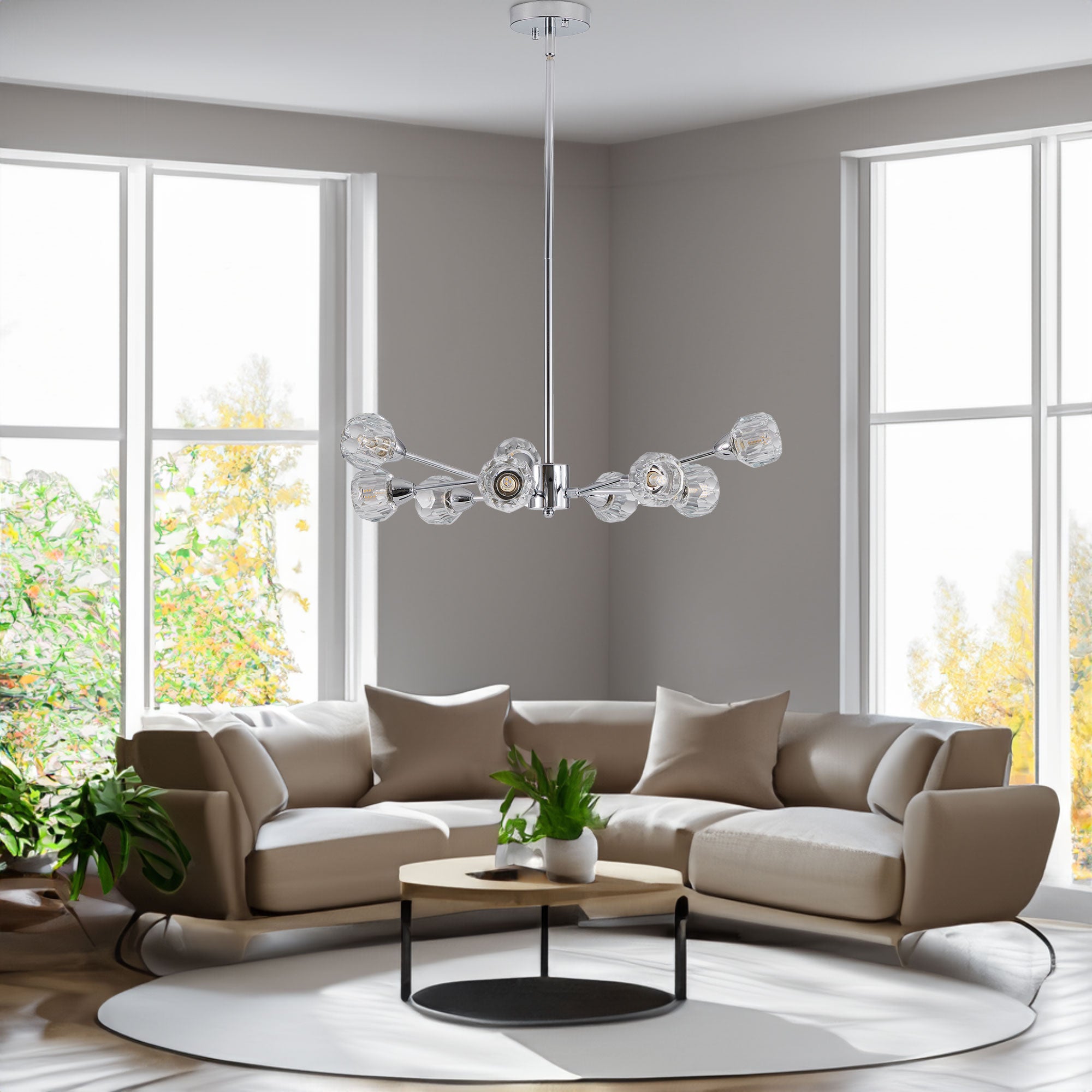 Crystal Chrome Chandelier