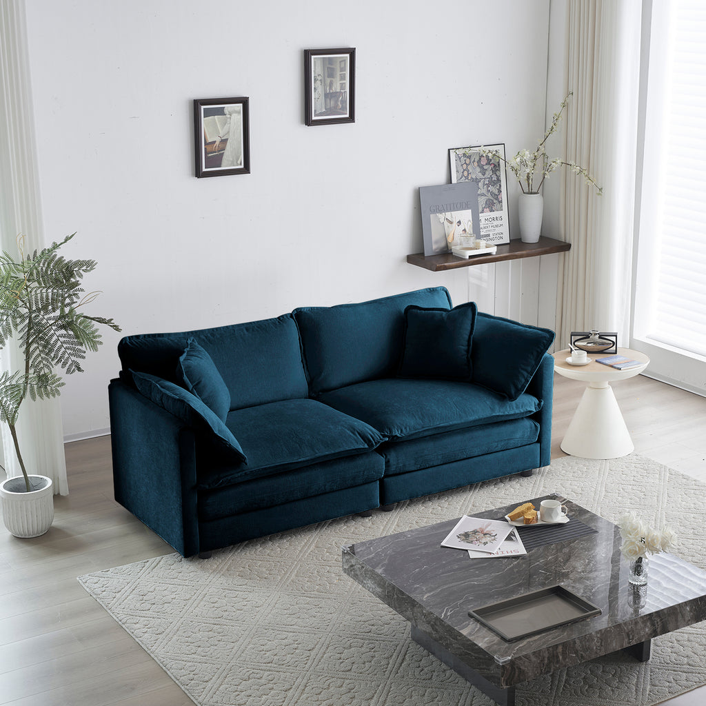 2-Seat Chenille Loveseat Sofa Couch (Blue)