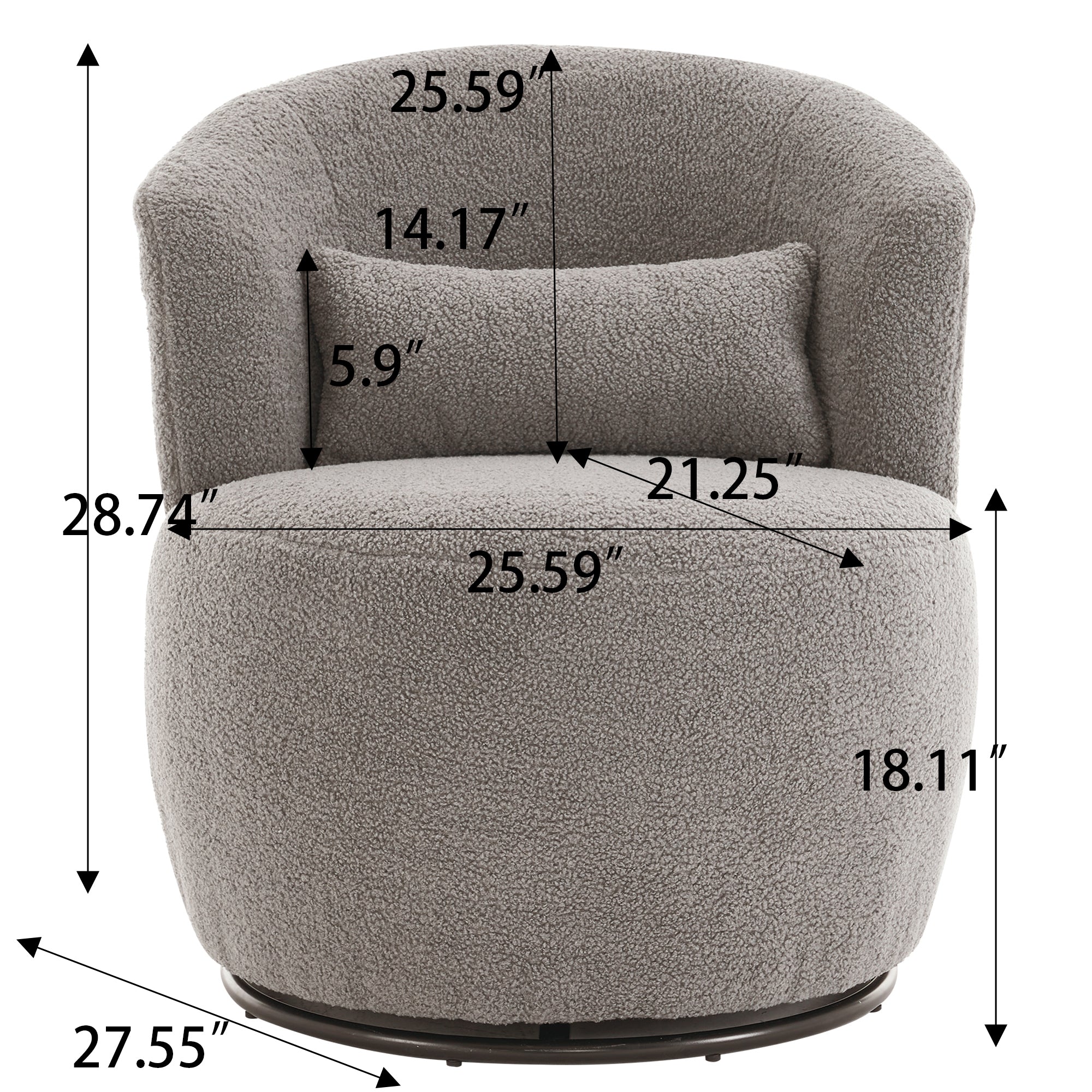 Plush Swivel Accent Chair (Gray)