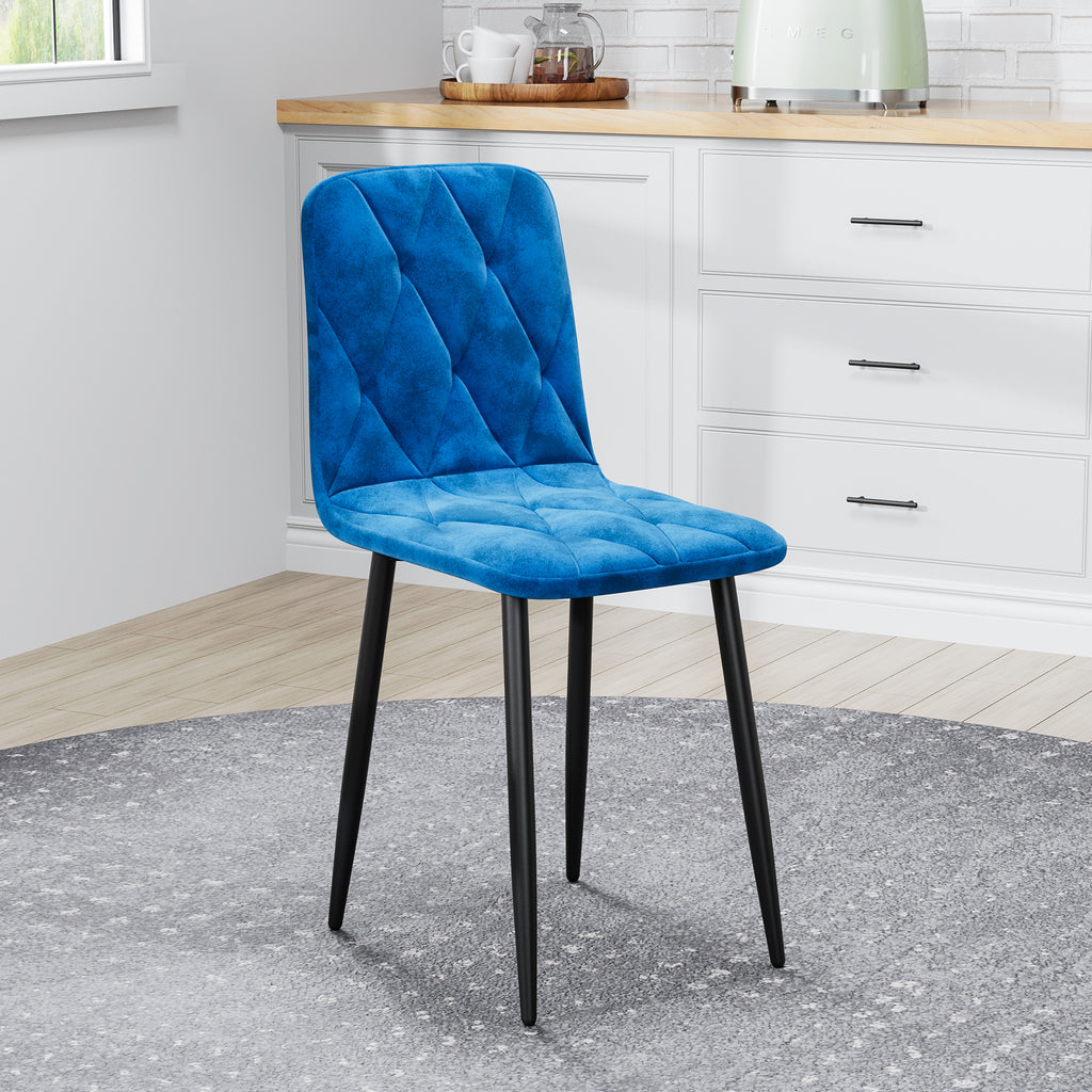Sleek Velvet Dining Chairs - Set of 4 (Blue)
