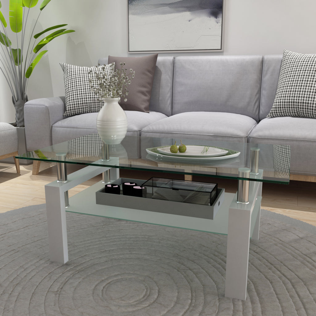 Modern Tempered Glass Center Table (White)