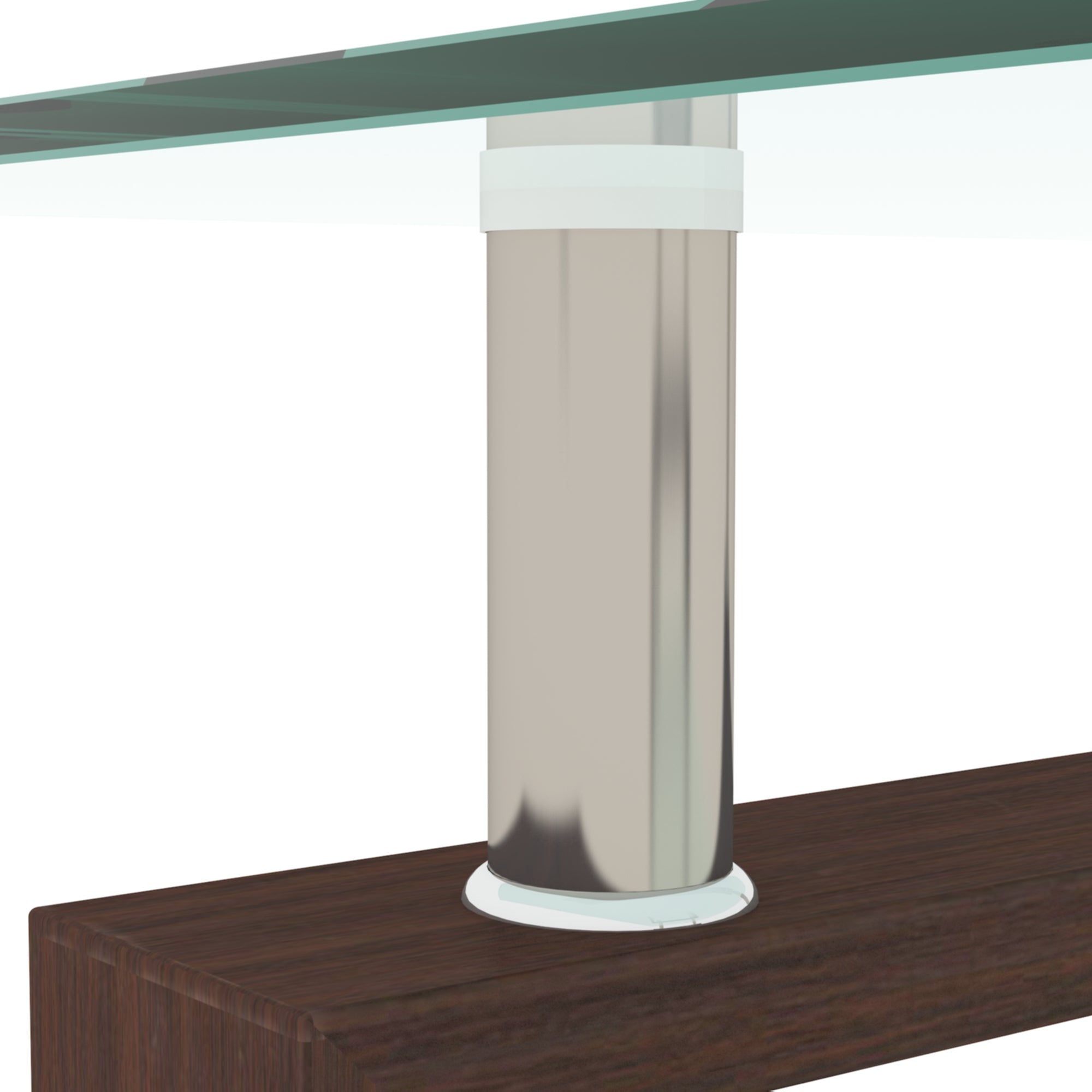 Modern 2-Layer Rectangle Glass Coffee Table (Walnut)