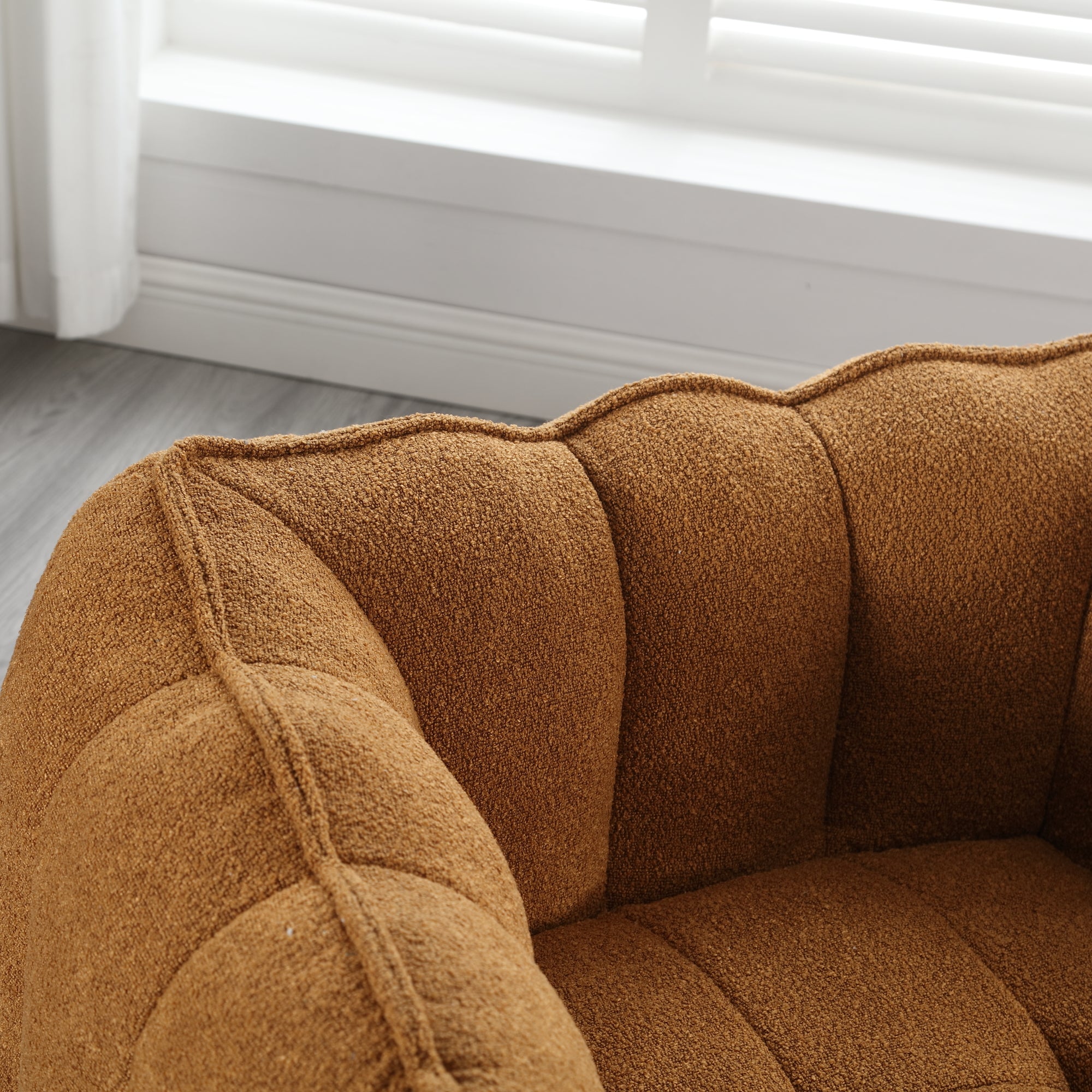 Plush Foam Lounger w/ Ottoman (Khaki)