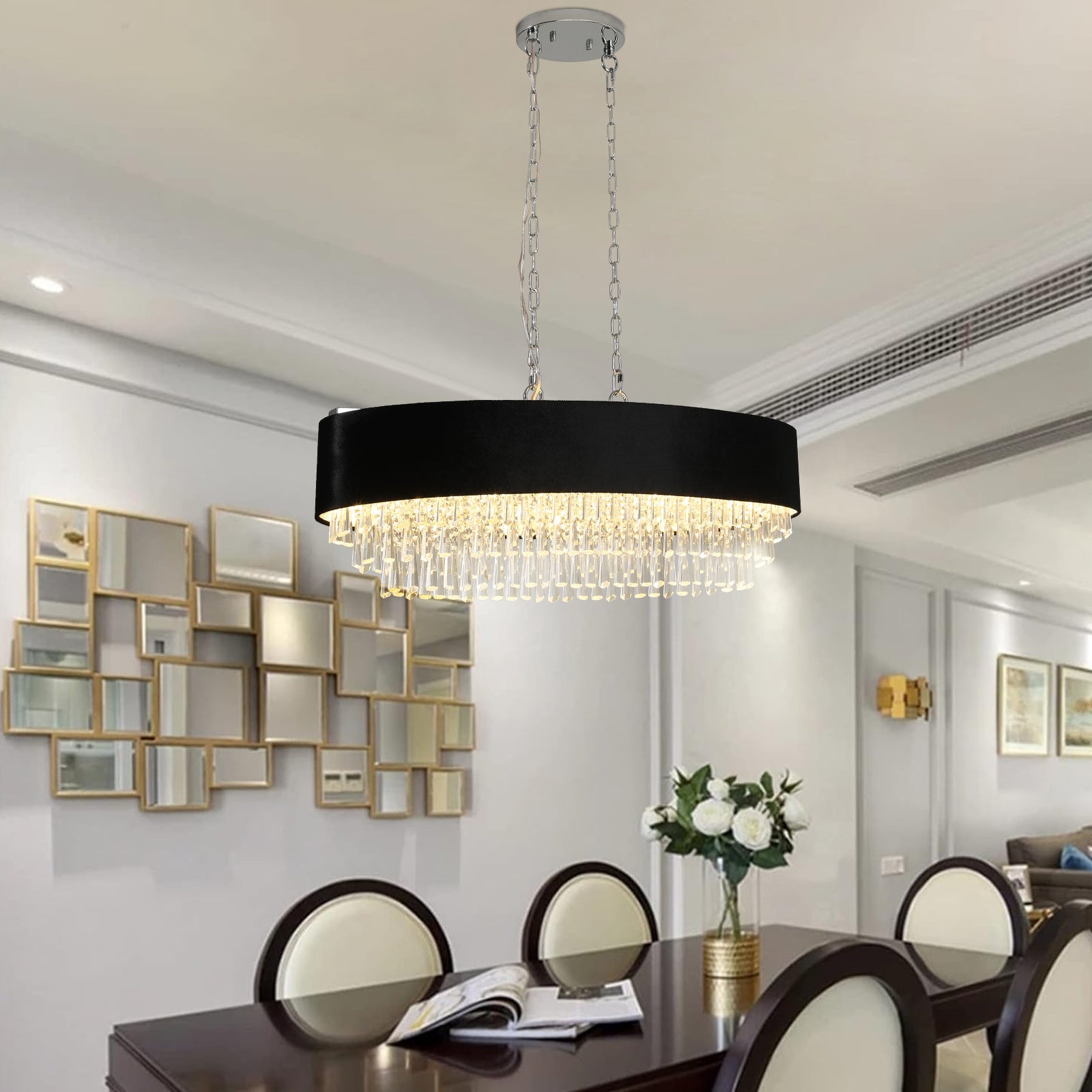 Modern Crystal Chandelier Light Fixture - Flat