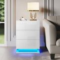 LED Nightstand with 3 drawers (White)