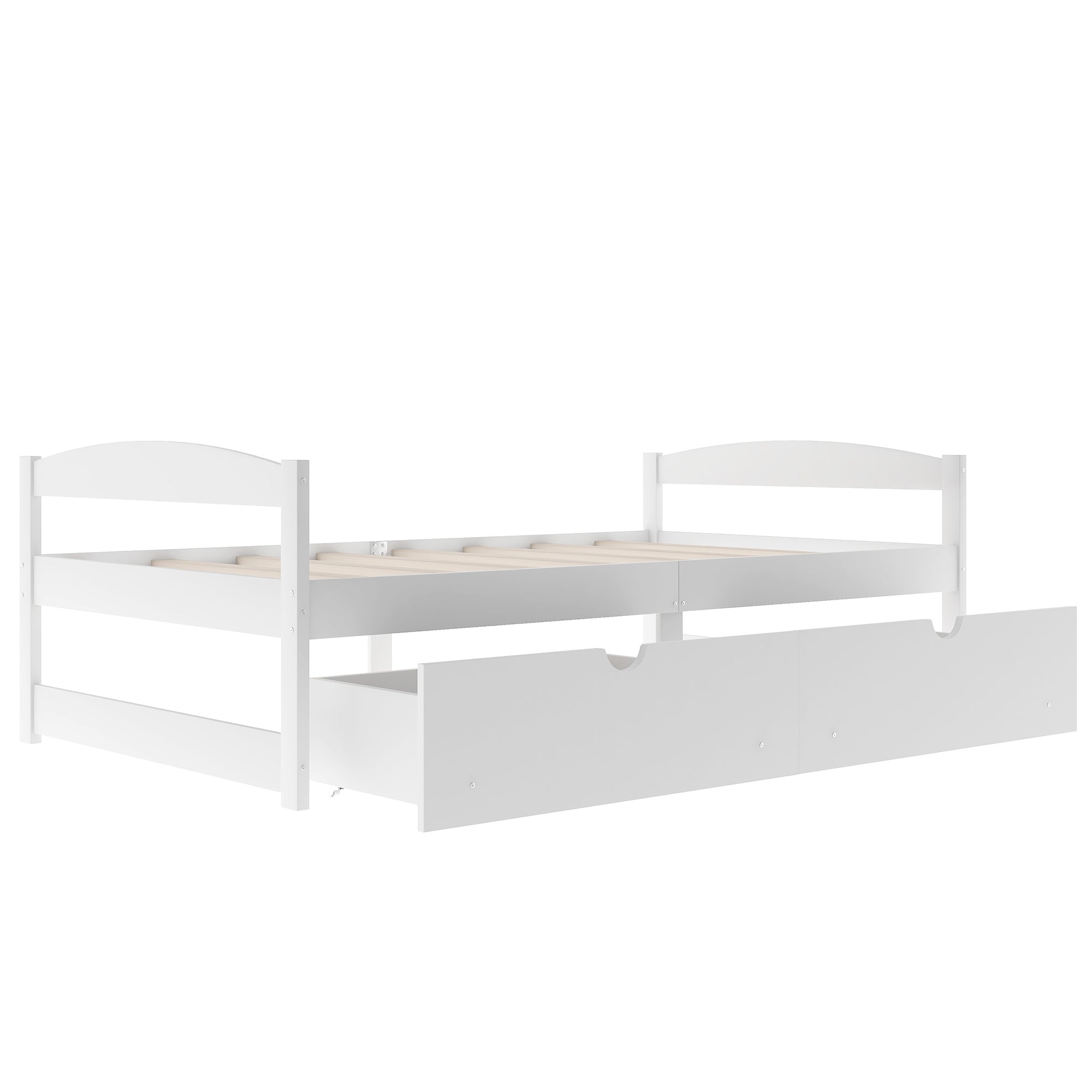 Twin size platform bed w/ two drawers (White)