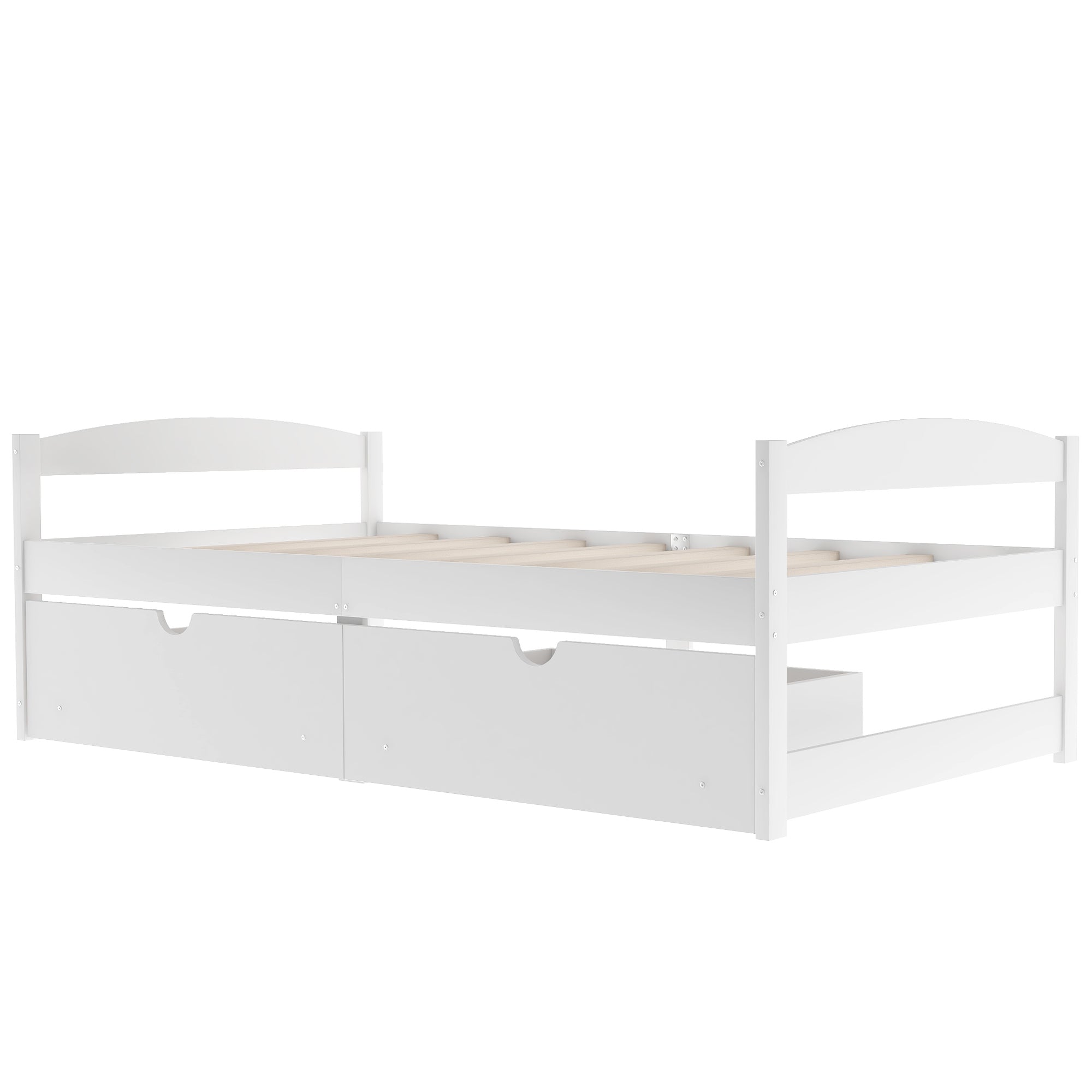 Twin size platform bed w/ two drawers (White)