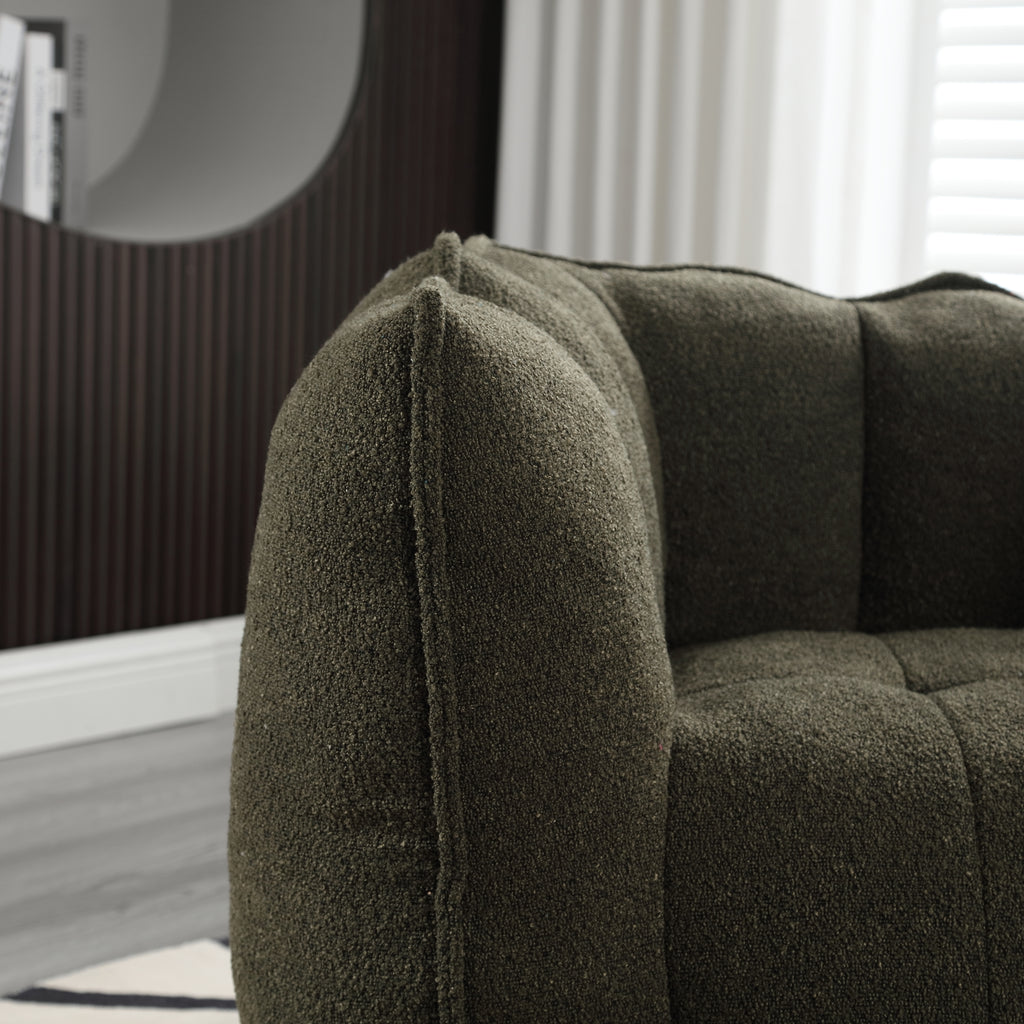 Plush Foam Lounger w/ Ottoman (Olive Green)