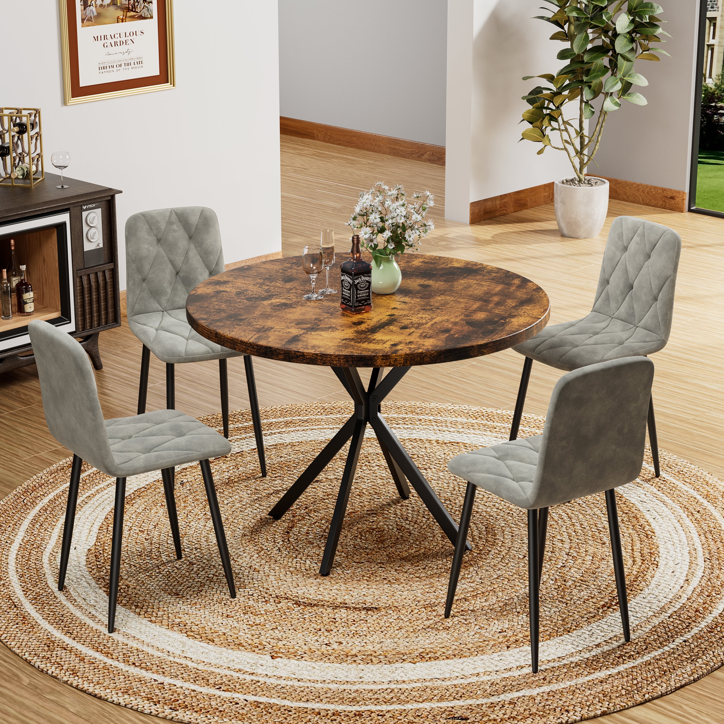 Sleek Velvet Dining Chairs - Set of 4 (Gray)