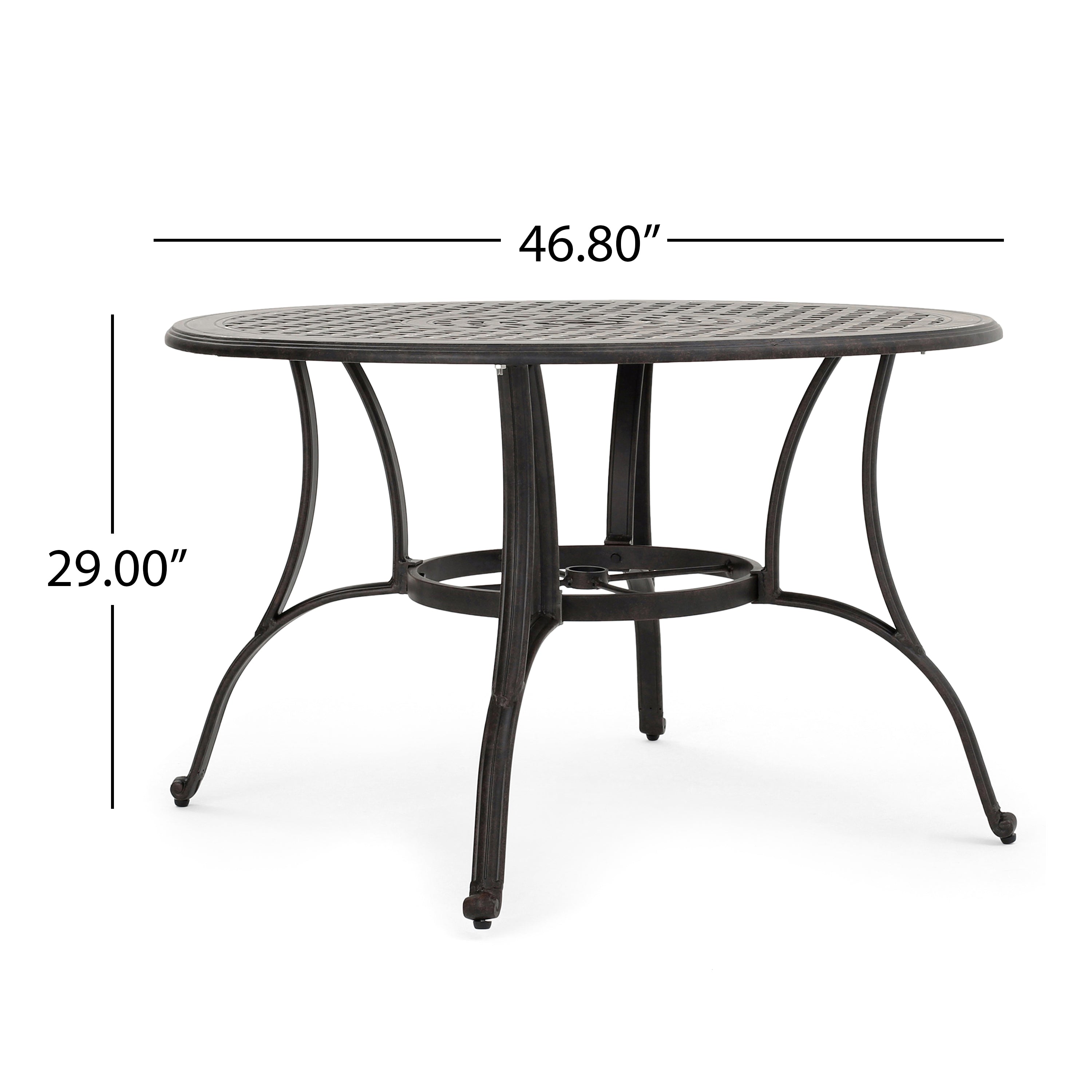 Outdoor Cast Aluminum Dining Table (Bronze)