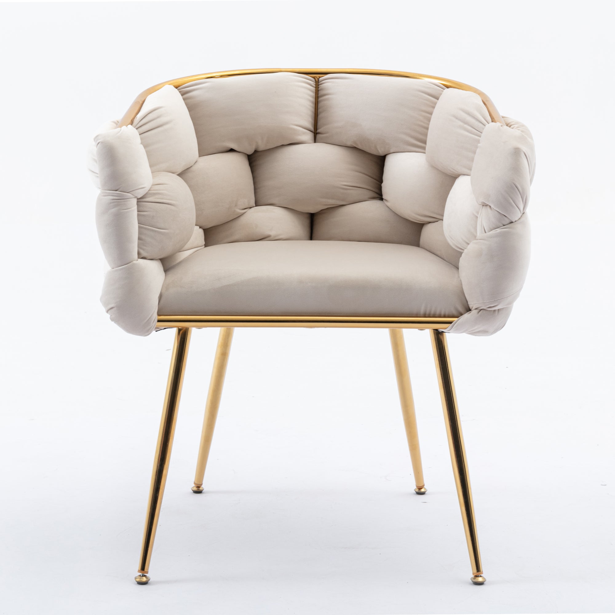 Luxury velvet single sofa bedroom chair (Beige)