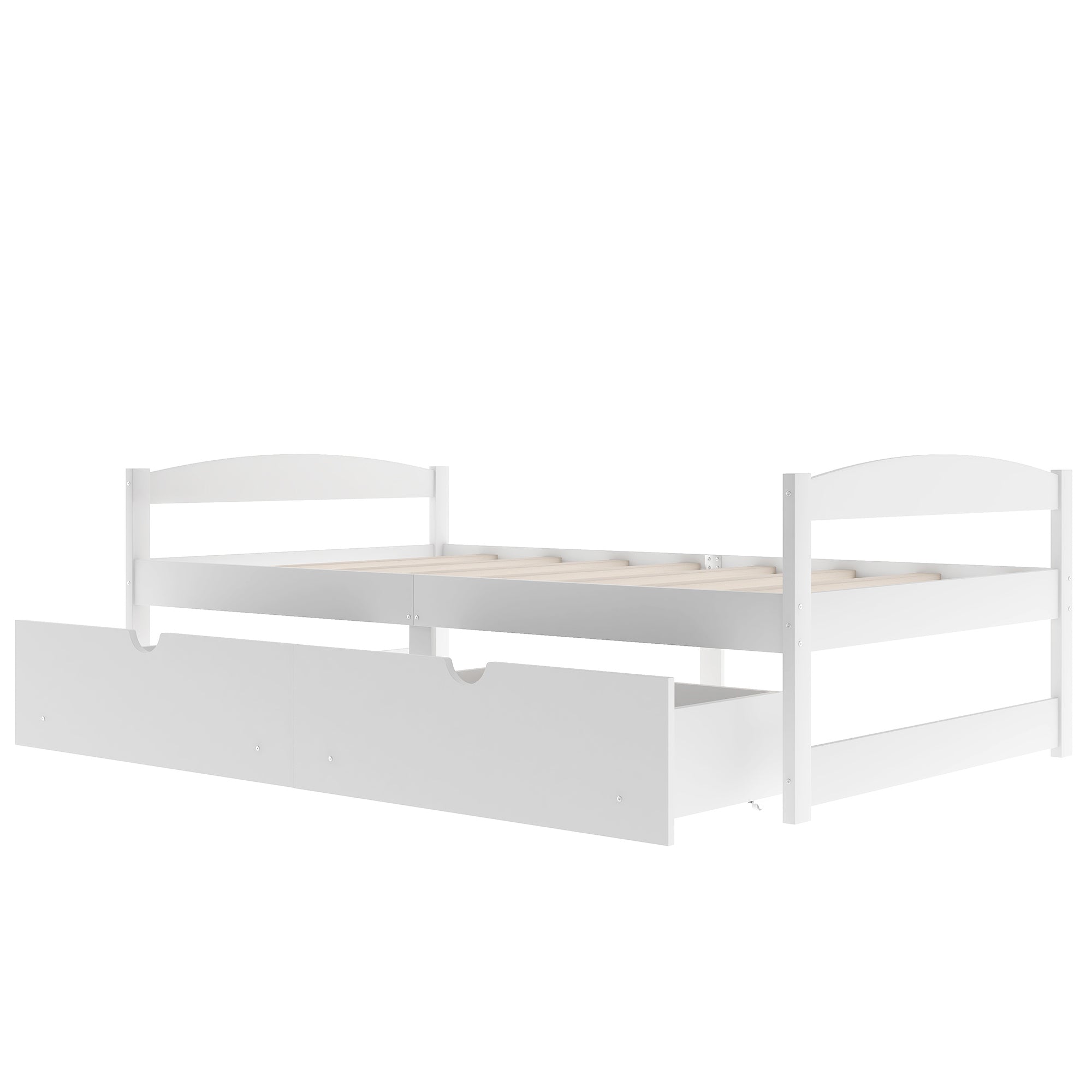 Twin size platform bed w/ two drawers (White)