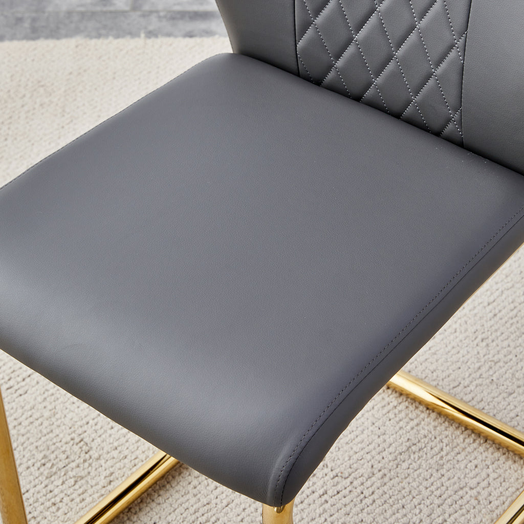 Set of 6 Chic Faux Leather Cushioned Chairs w/ Metal Legs (Gray)