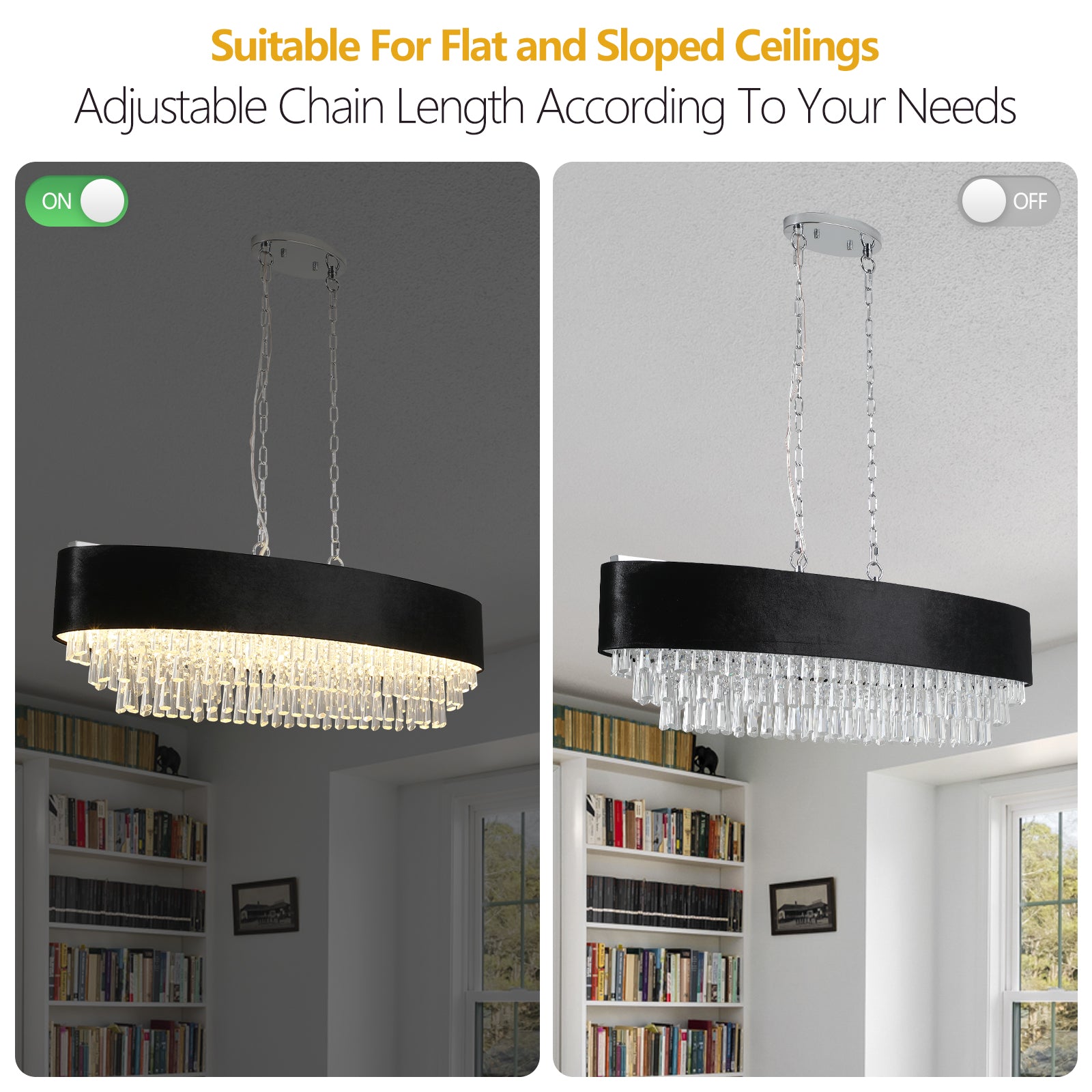 Modern Crystal Chandelier Light Fixture - Flat