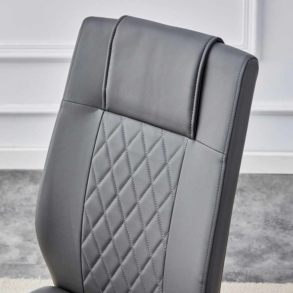 Set of 6 Chic Faux Leather Cushioned Chairs w/ Metal Legs (Gray)