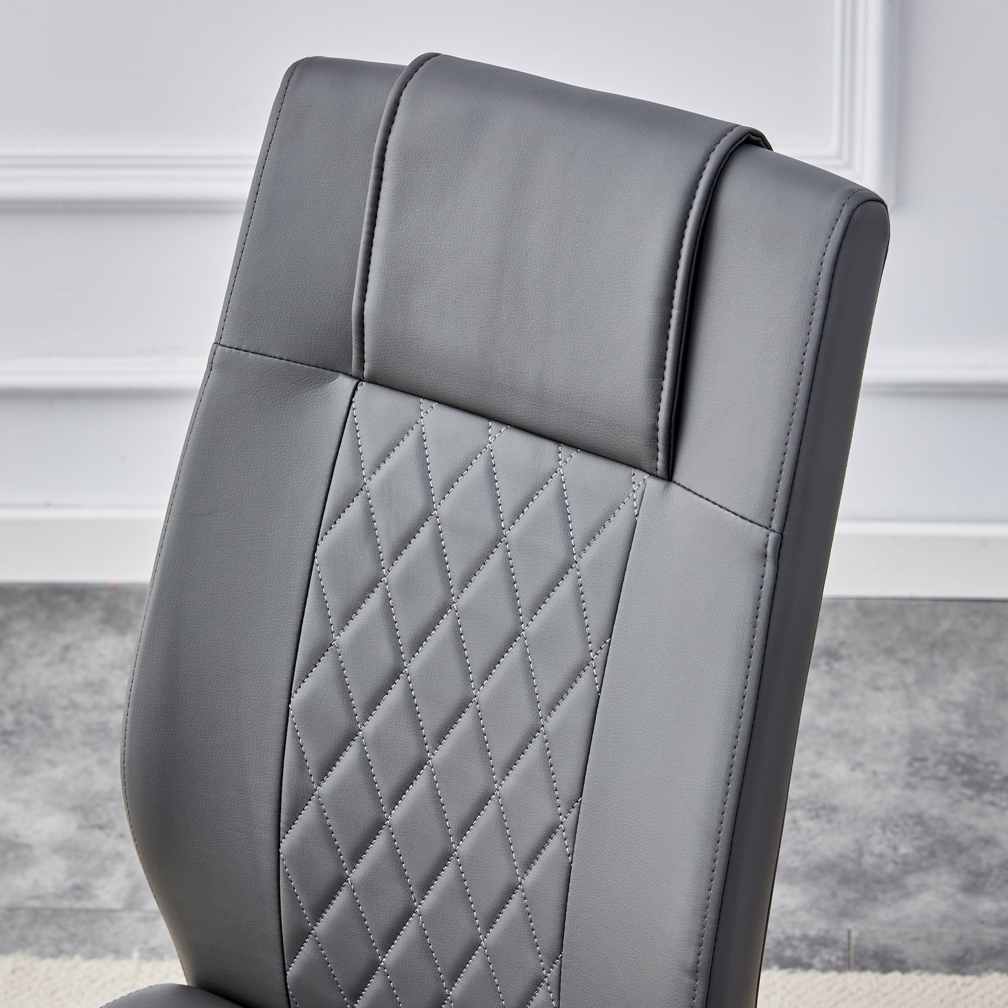 Set of 6 Chic Faux Leather Cushioned Chairs w/ Metal Legs (Gray)