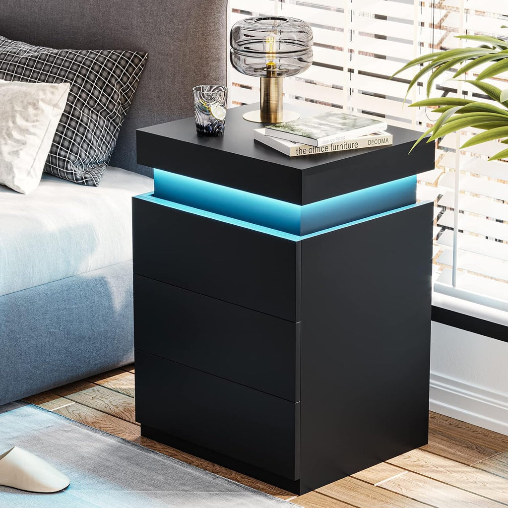 Modern Multi-Colour LED Night Table (Black)