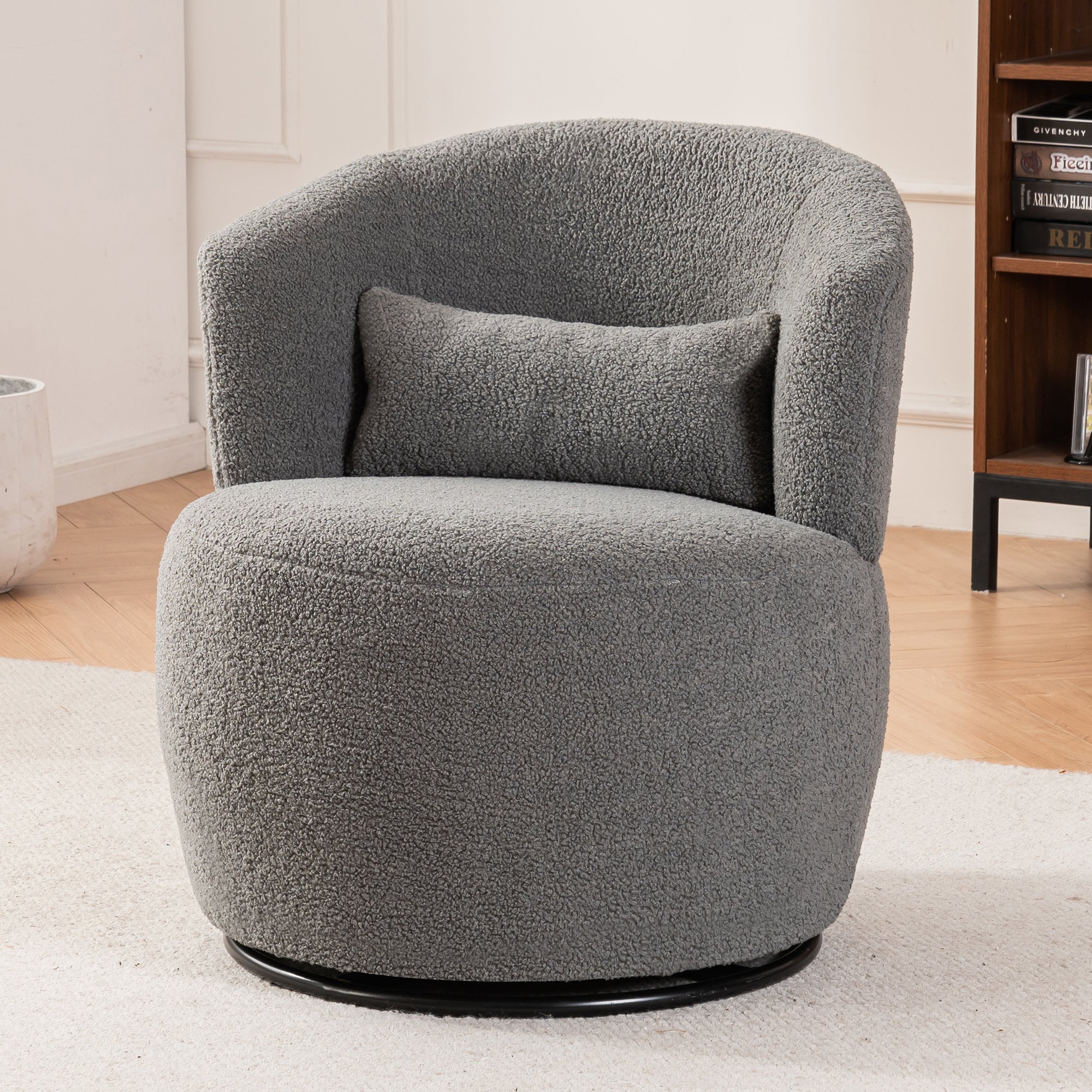Plush Swivel Accent Chair (Gray)