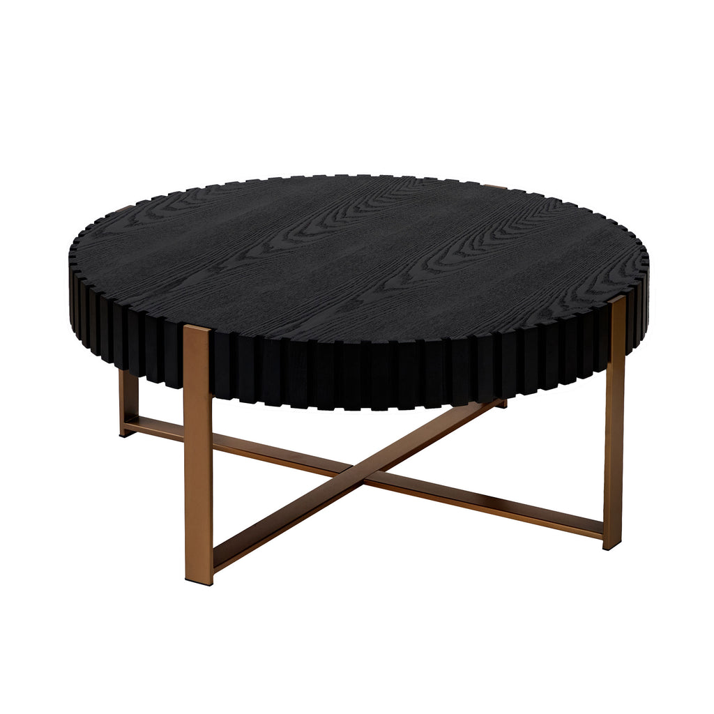 Modern Handcraft Drum Coffee Table (Black)