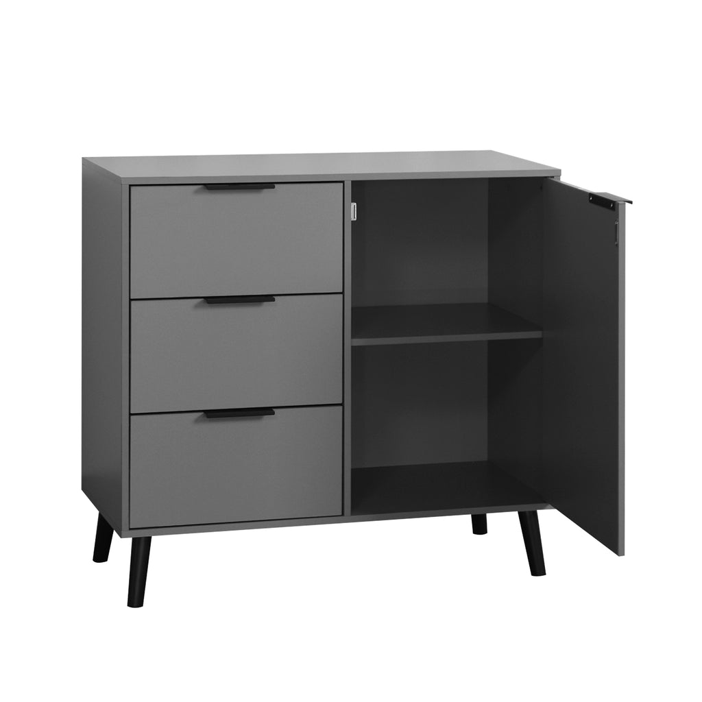 Storage cabinet with 3 drawers and adjustable shelves