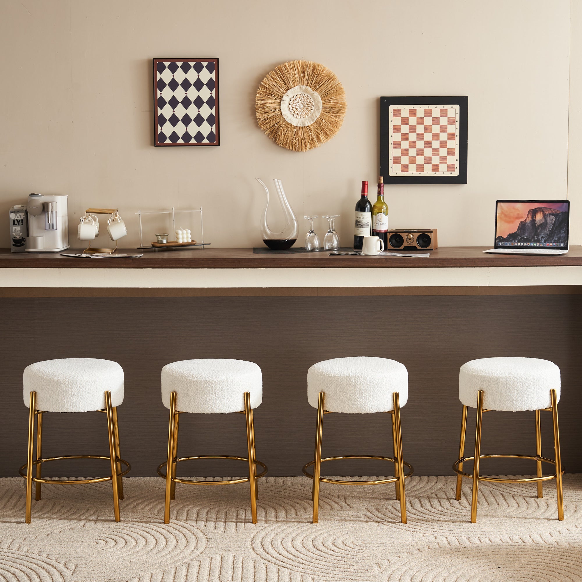 Contemporary Cushioned Dining Stool - Set of 2