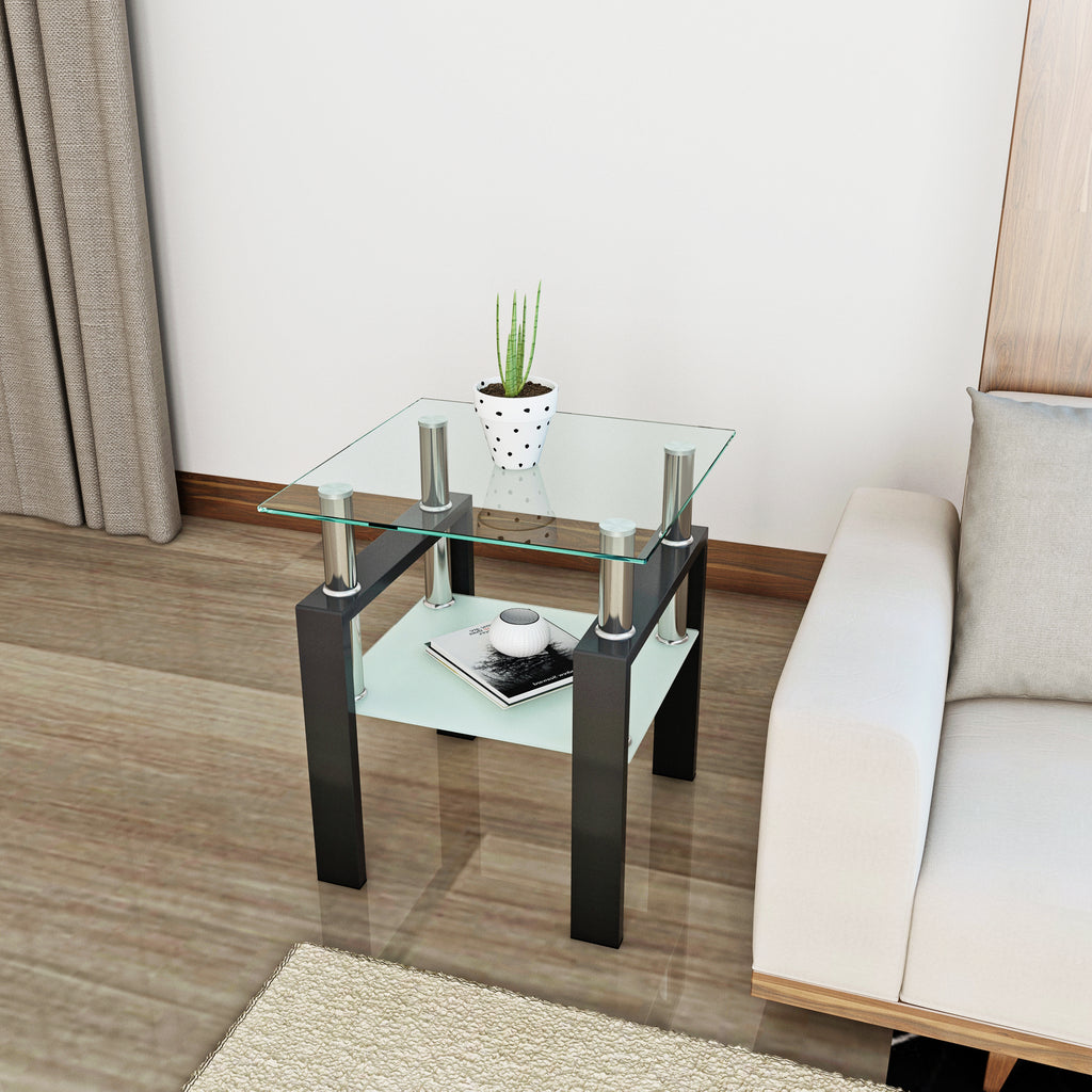 1-Piece Modern Tempered Glass Coffee Table (Black)