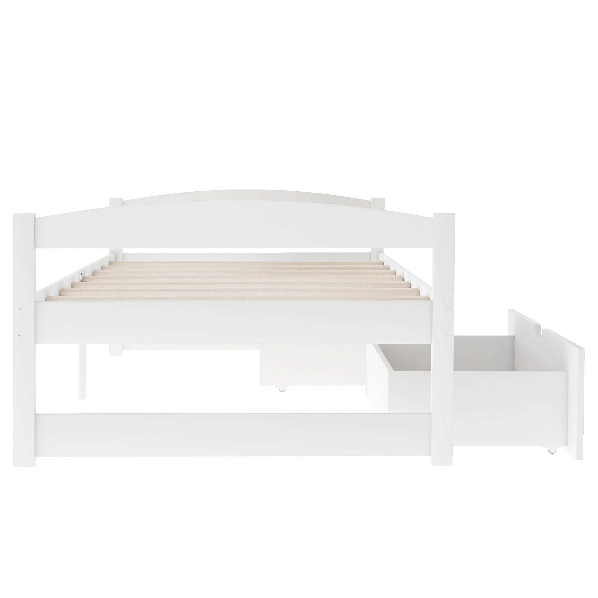 Twin size platform bed w/ two drawers (White)