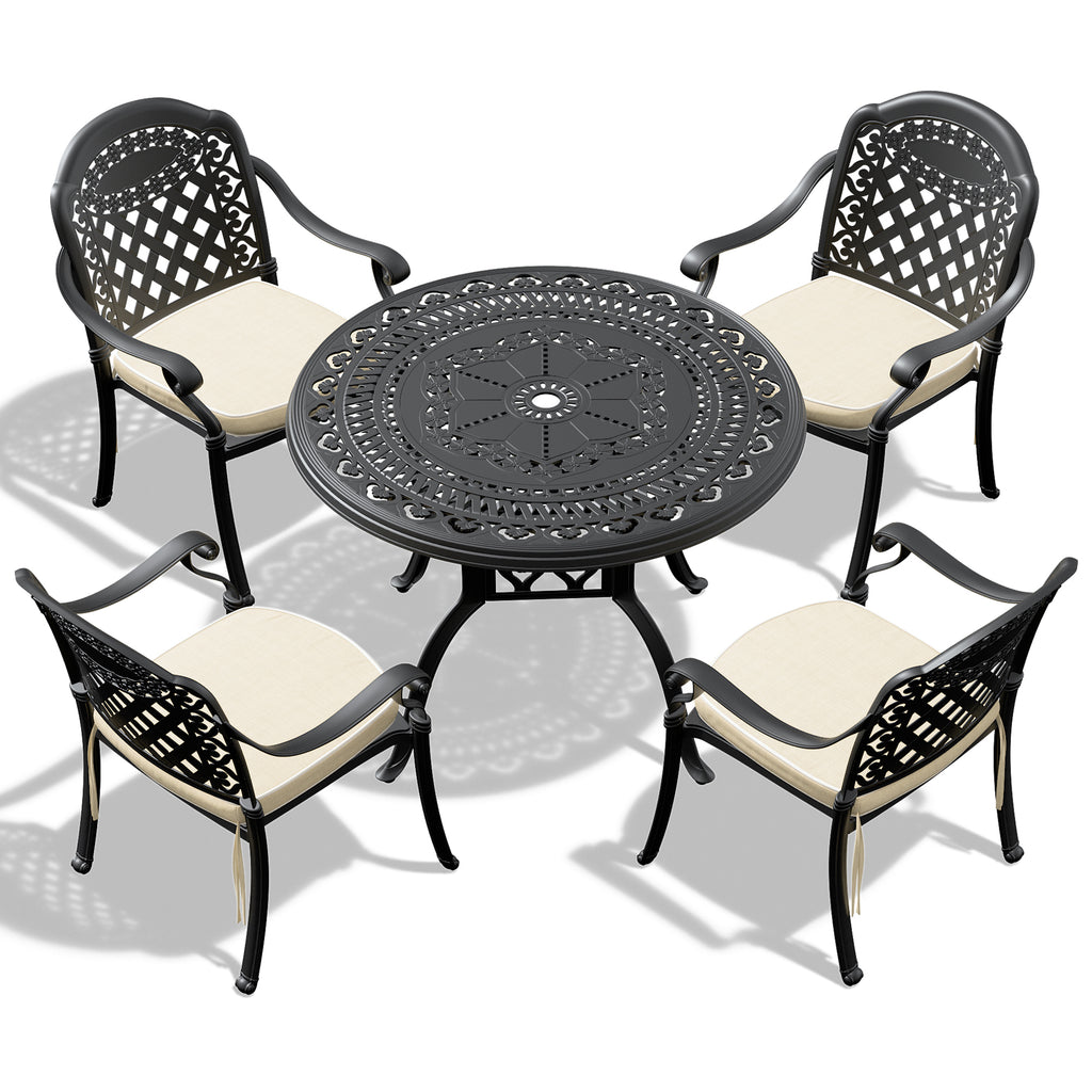 5-Piece Set Of Cast Aluminum Patio Furniture w/ Cushions